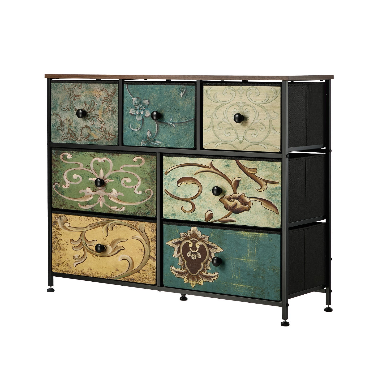 Oikiture 7 Chest of Drawers Fabric Storage Cabinet Tower Dresser Lowboy - Sunyee