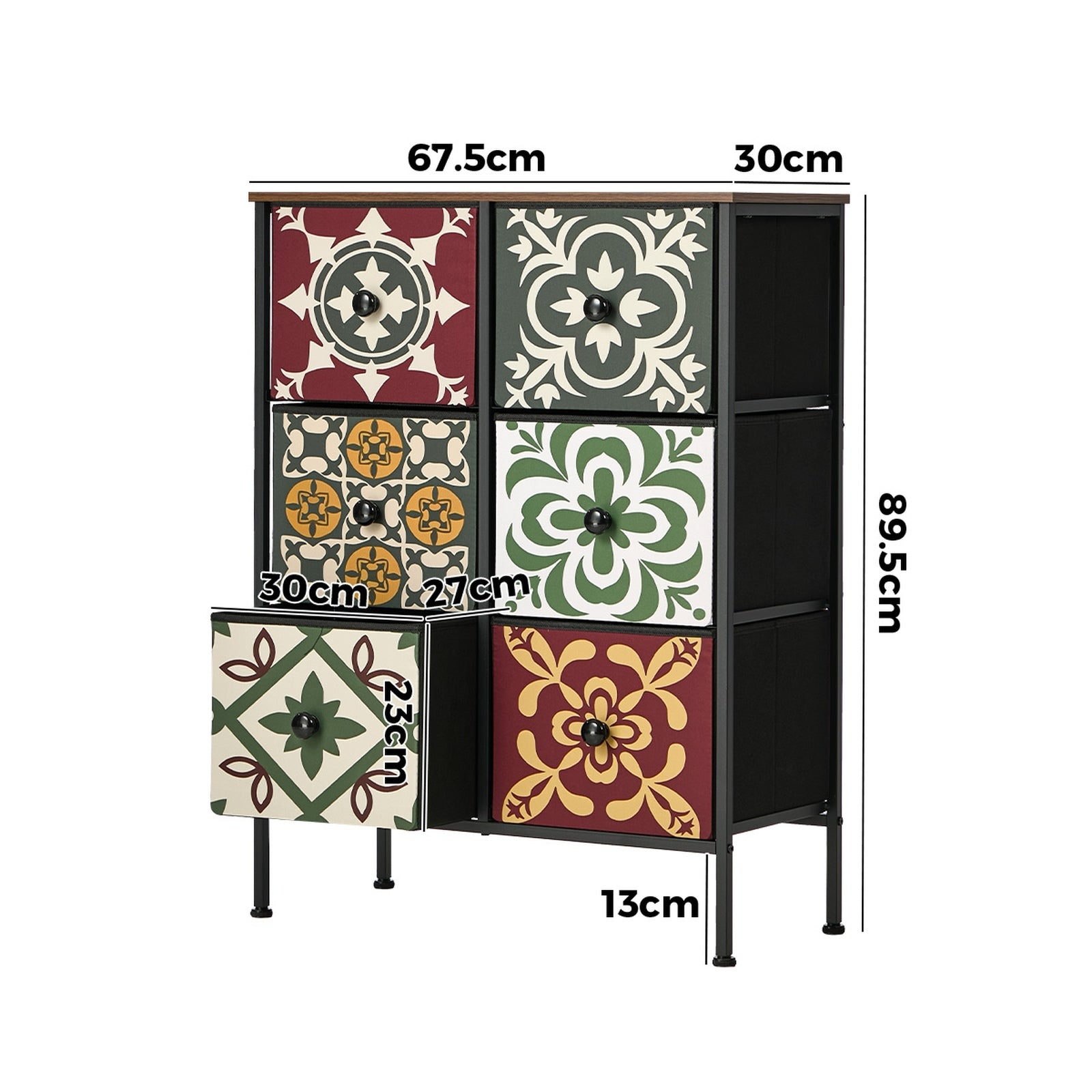 Oikiture 6 Chest Of Drawers Retro Tallboy Dresser Multi-Storage Foldable Fabric