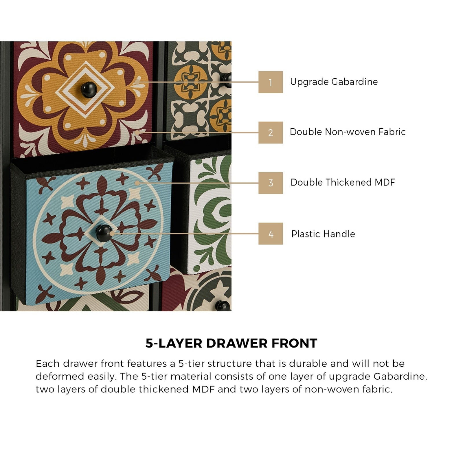 Oikiture 8 Chest Of Drawers Retro Tallboy Dresser Multi-Storage Foldable Fabric