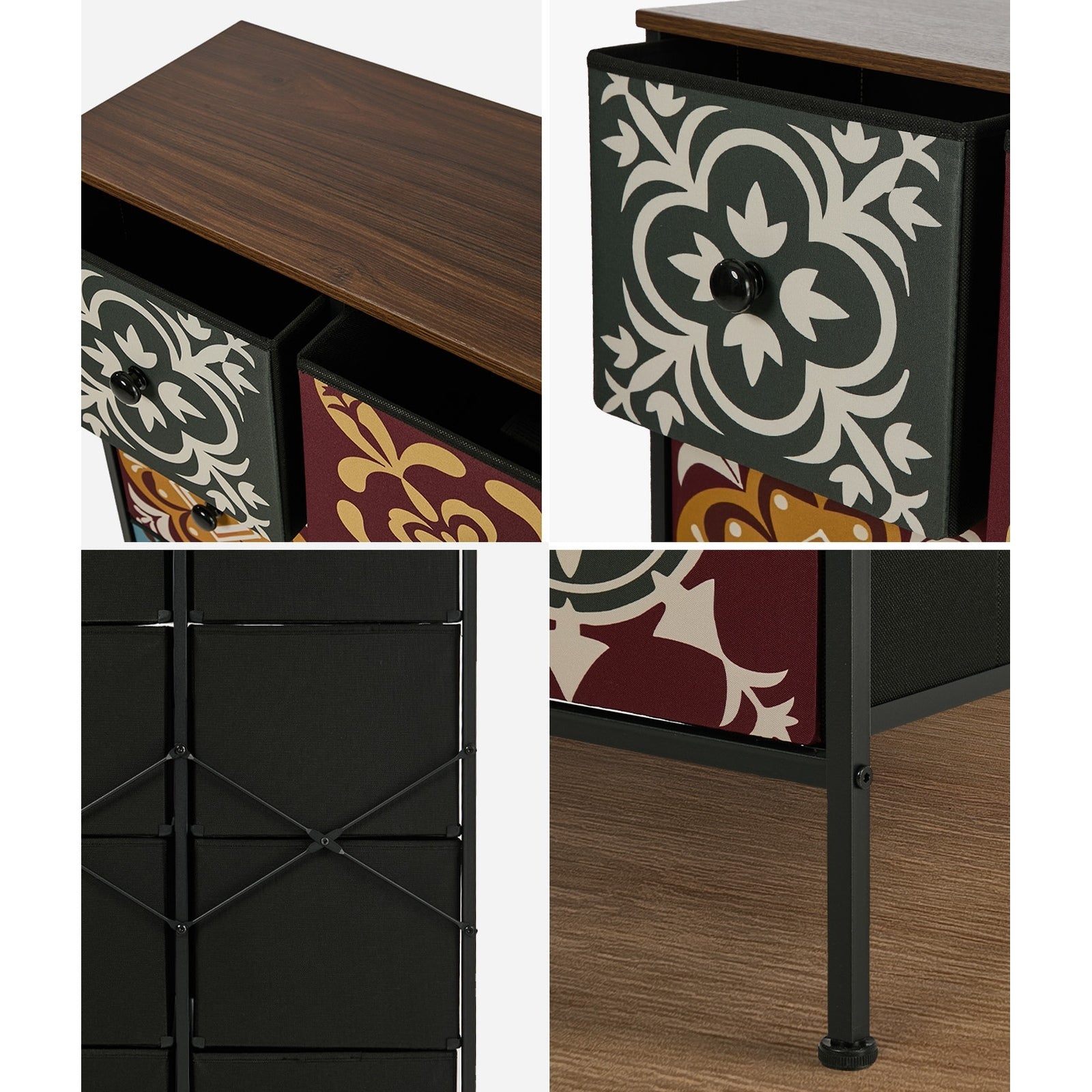 Oikiture 8 Chest Of Drawers Retro Tallboy Dresser Multi-Storage Foldable Fabric