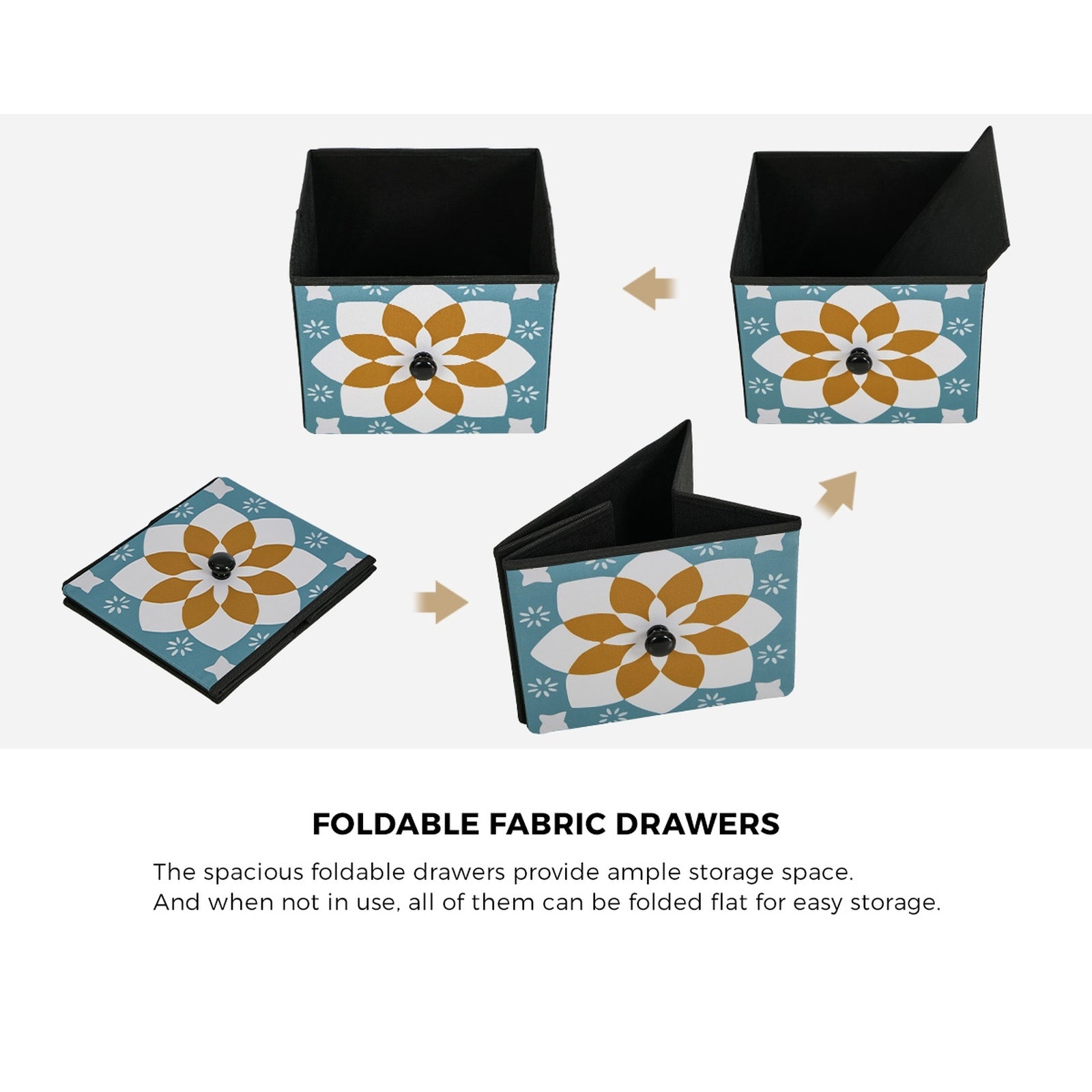 Oikiture 9 Chest Of Drawers Retro Tallboy Dresser Multi-Storage Foldable Fabric