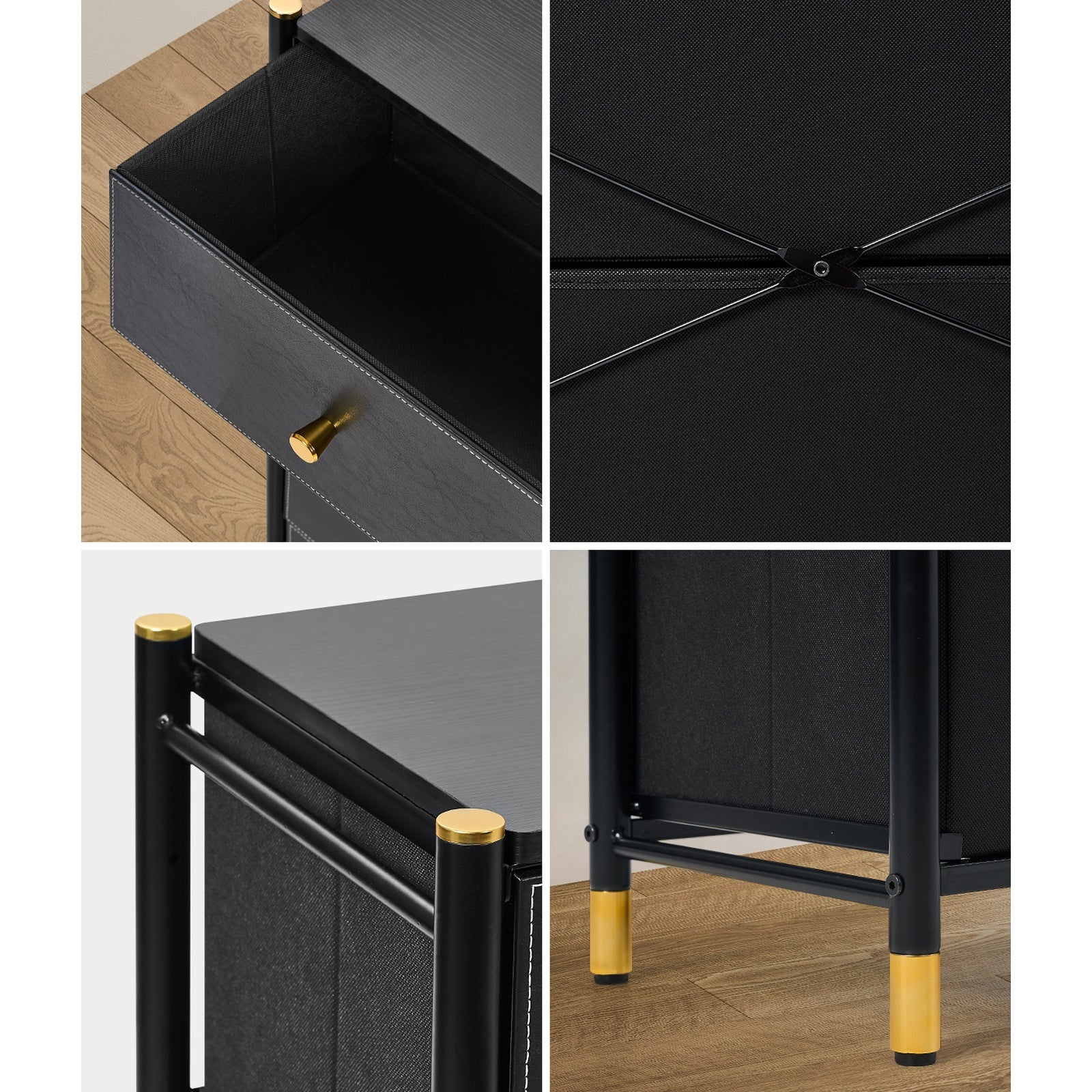 Oikiture 8 Chest of Drawers PU Fabric Storage Cabinet Dresser Tallboy Black - Sunyee