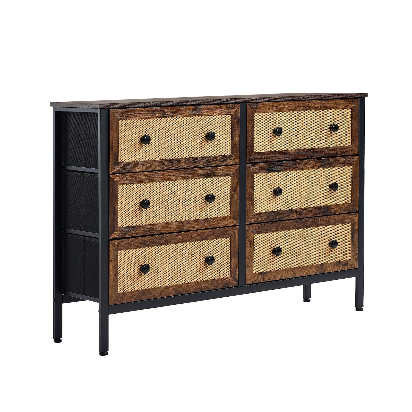 Oikiture Chest of Drawers Rattan Storage Cabinet Bedroom Dresser Tallboy - Sunyee
