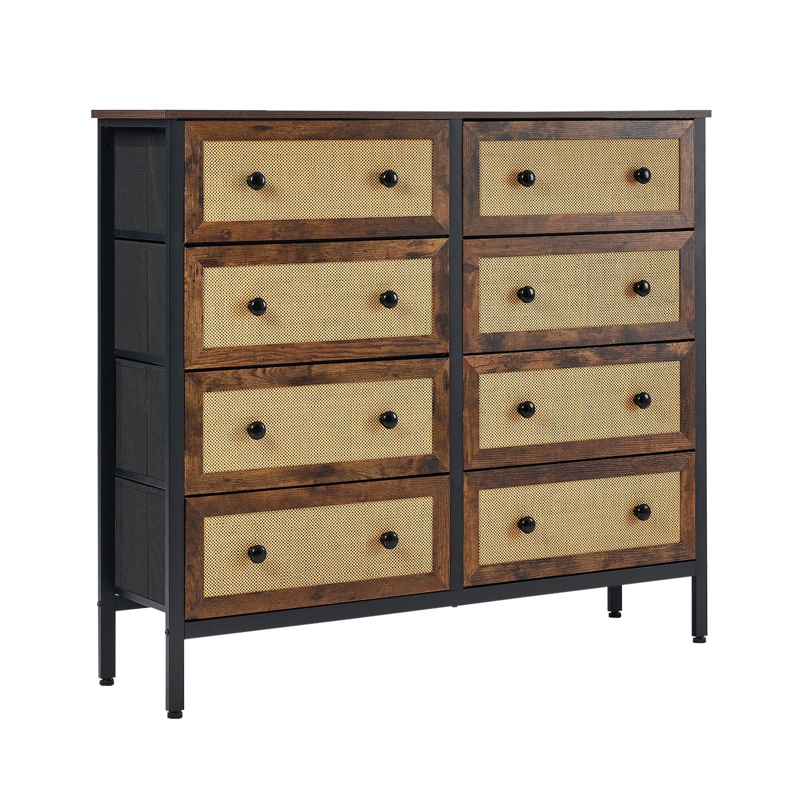 Oikiture Chest of Drawers Rattan Storage Cabinet Bedroom Dresser Tallboy - Sunyee