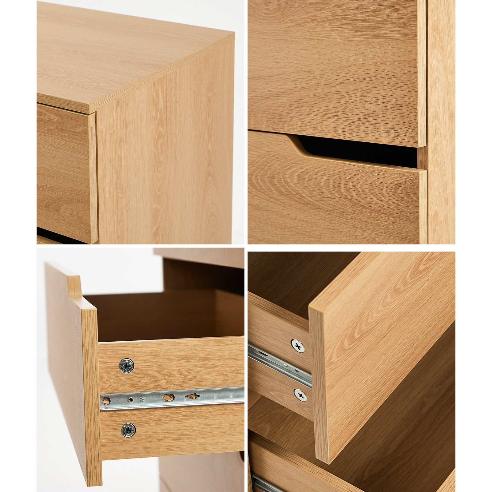 Oikiture 5 Chest of Drawers Dresser Tallboy Storage Cabinet Bedroom Natural - Sunyee