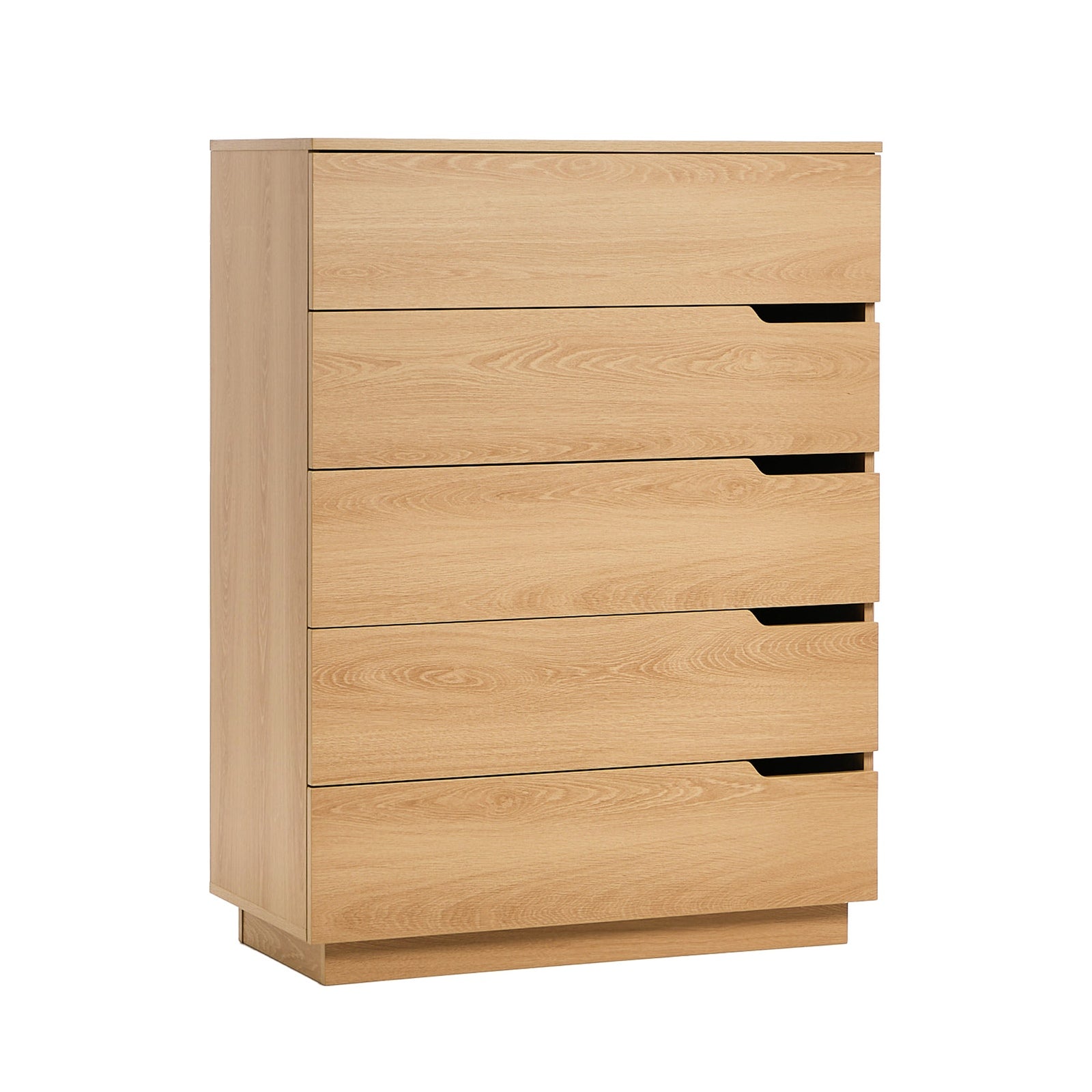 Oikiture 5 Chest of Drawers Dresser Tallboy Storage Cabinet Bedroom Natural - Sunyee