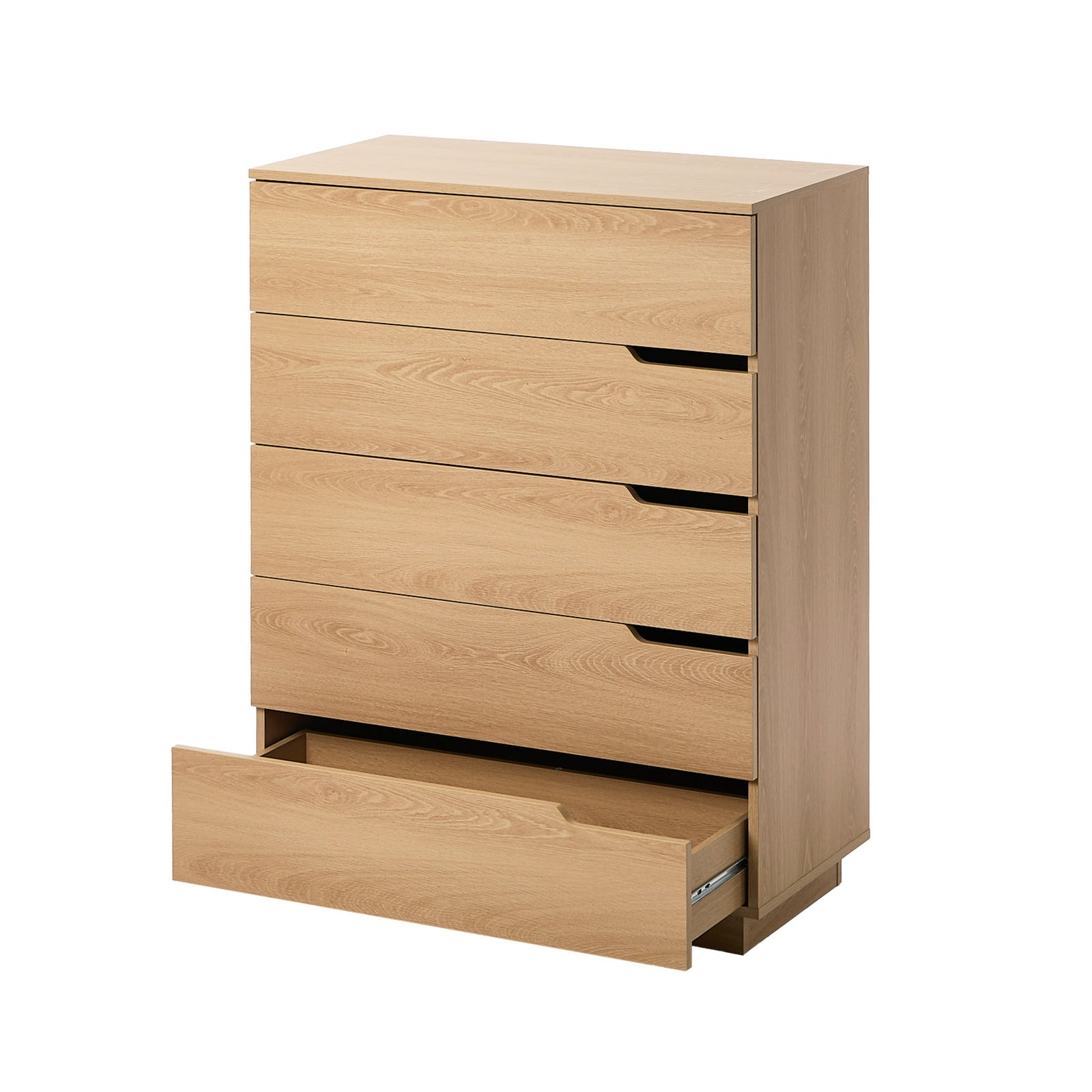 Oikiture 5 Chest of Drawers Dresser Tallboy Storage Cabinet Bedroom Natural - Sunyee