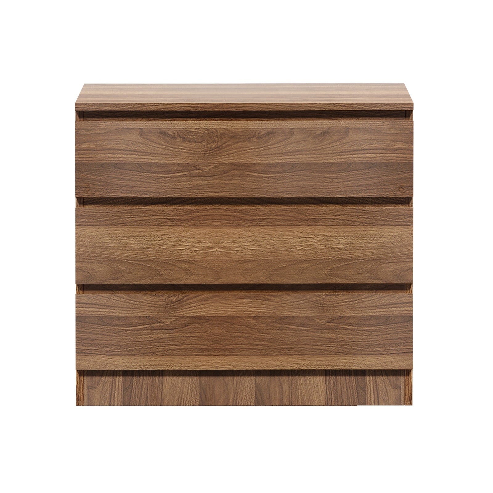 Oikiture 3 Chest of Drawers Lowboy Dresser Table Storage Cabinet Bedroom Walnut