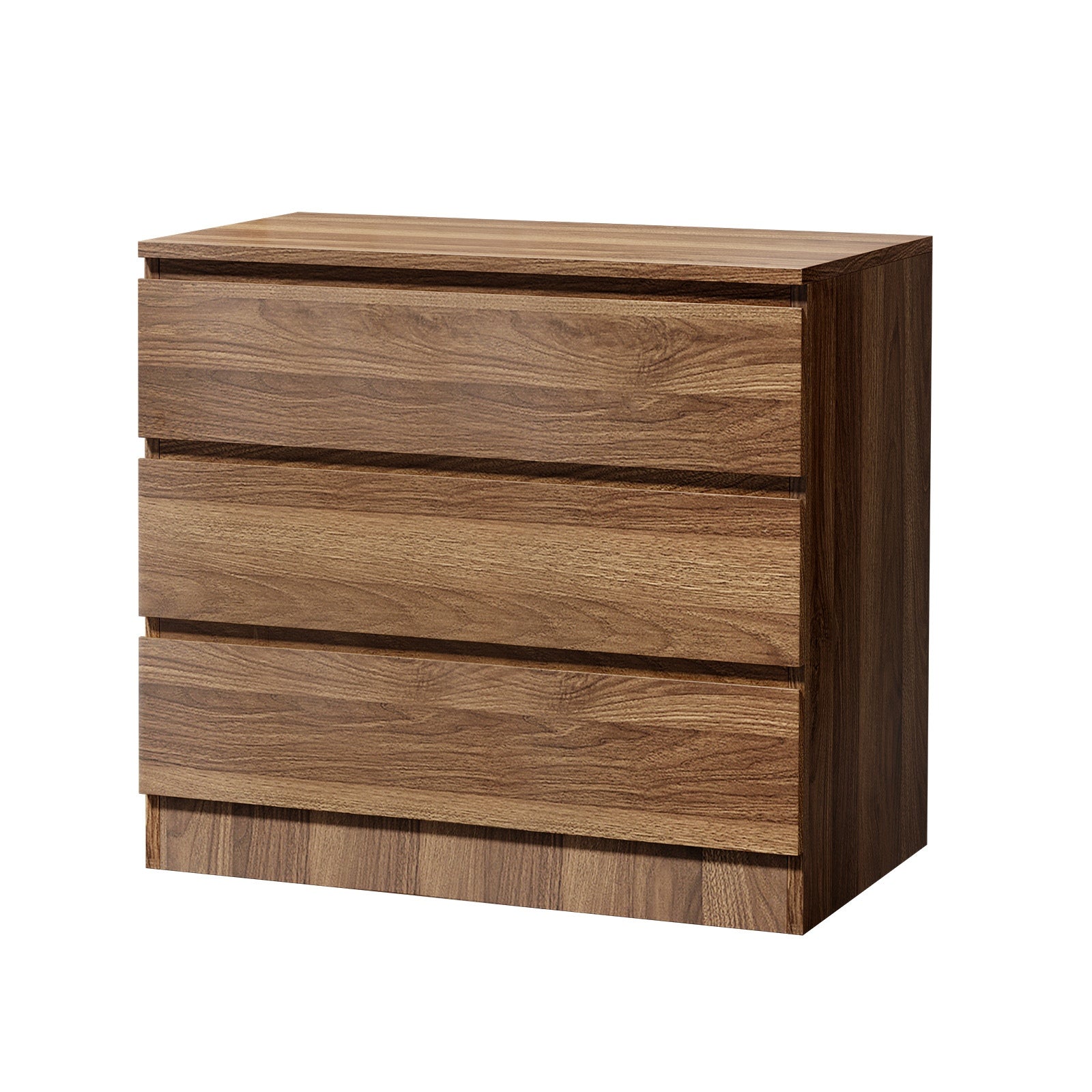 Oikiture 3 Chest of Drawers Lowboy Dresser Table Storage Cabinet Bedroom Walnut