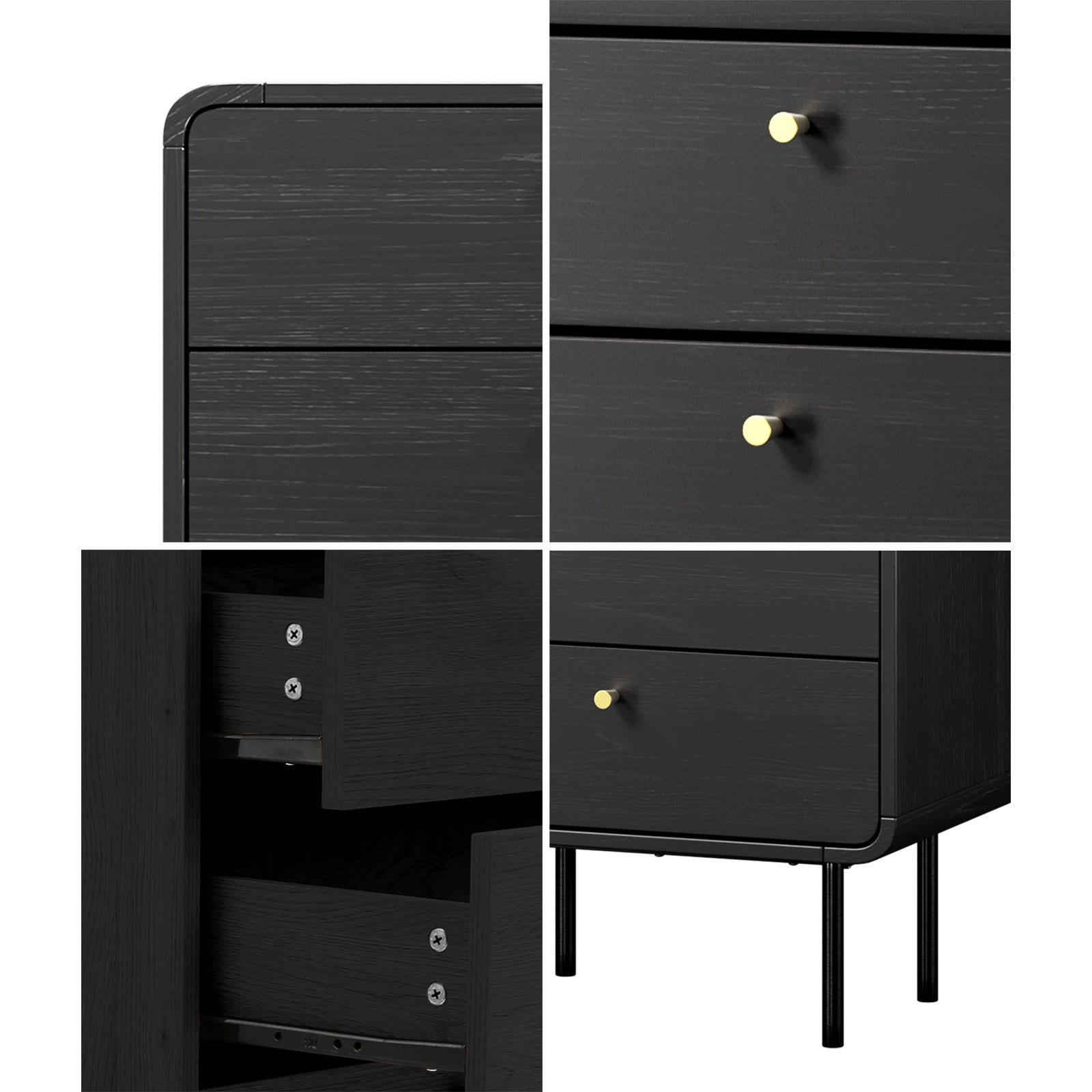 Oikiture 5 Chest of Drawers Tallboy Storage Cabinet Dresser Black - Sunyee