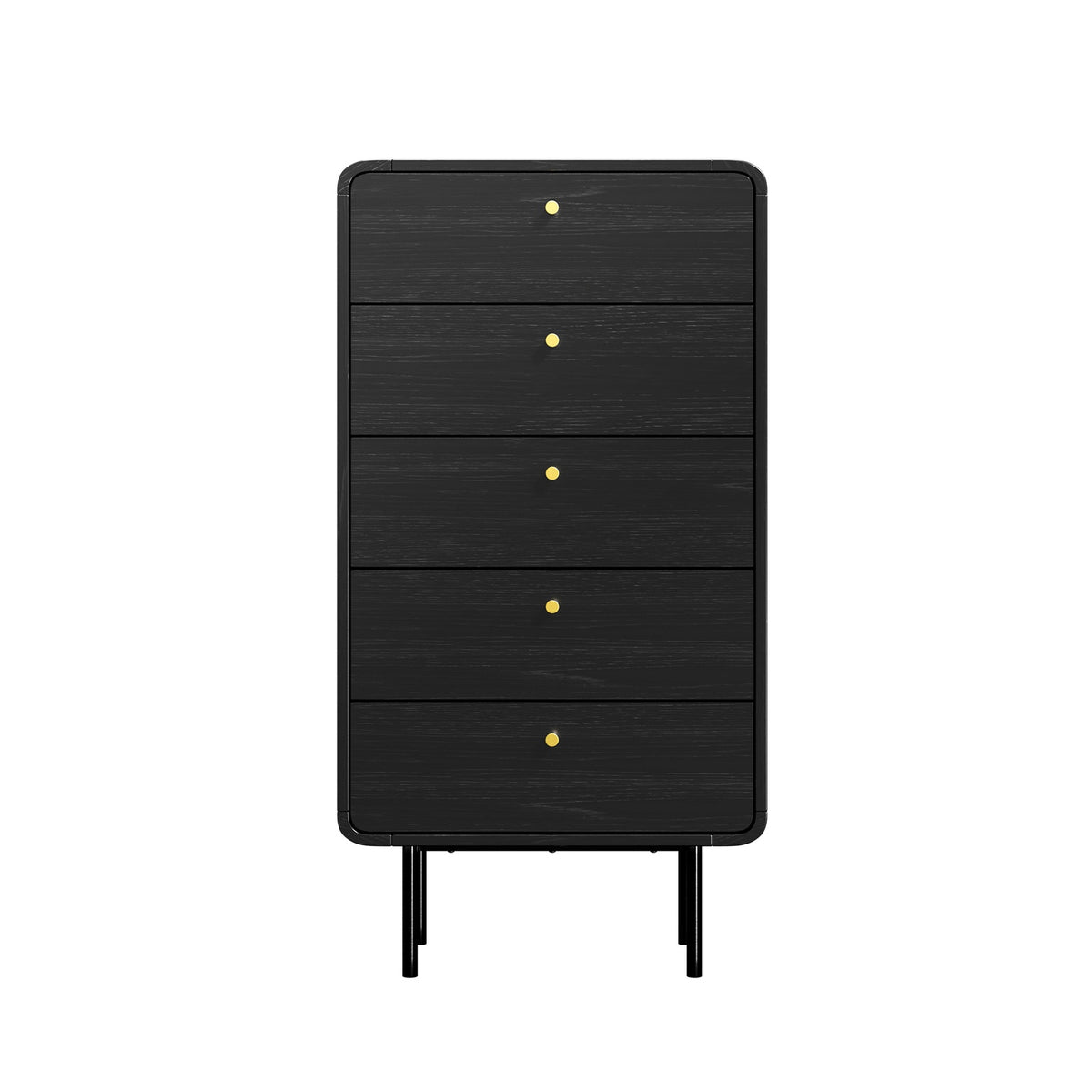 Oikiture 5 Chest of Drawers Tallboy Storage Cabinet Dresser Black - Sunyee