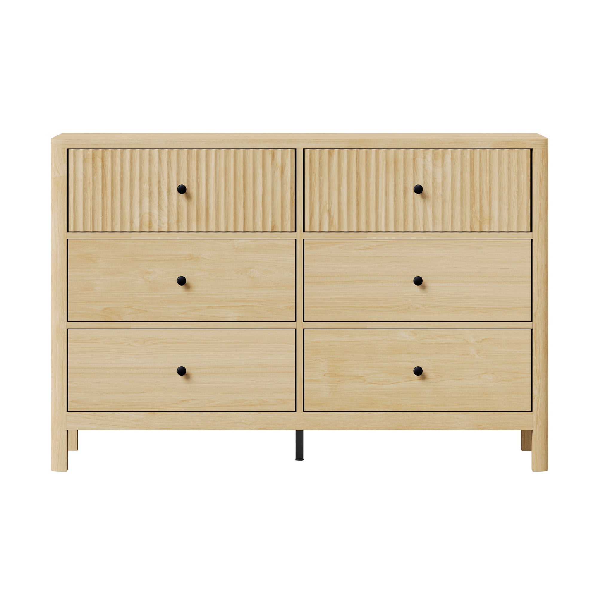 Oikiture 6 Chest of Drawers Dresser Tallboy Storage Cabinet Bedroom Natural - Sunyee
