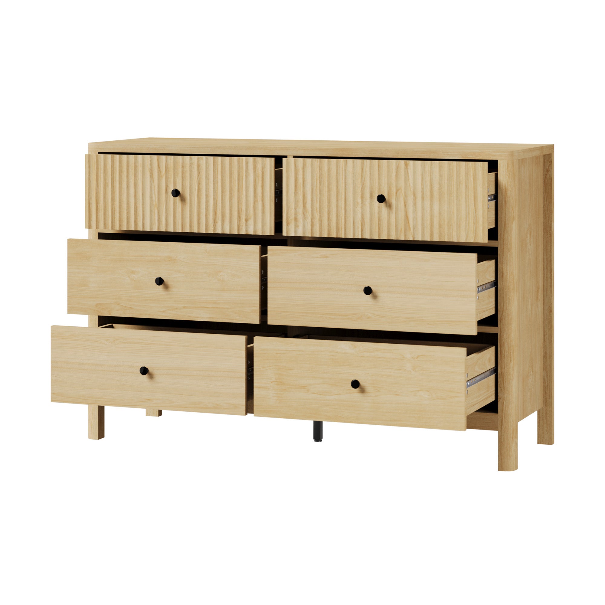 Oikiture 6 Chest of Drawers Dresser Tallboy Storage Cabinet Bedroom Natural - Sunyee