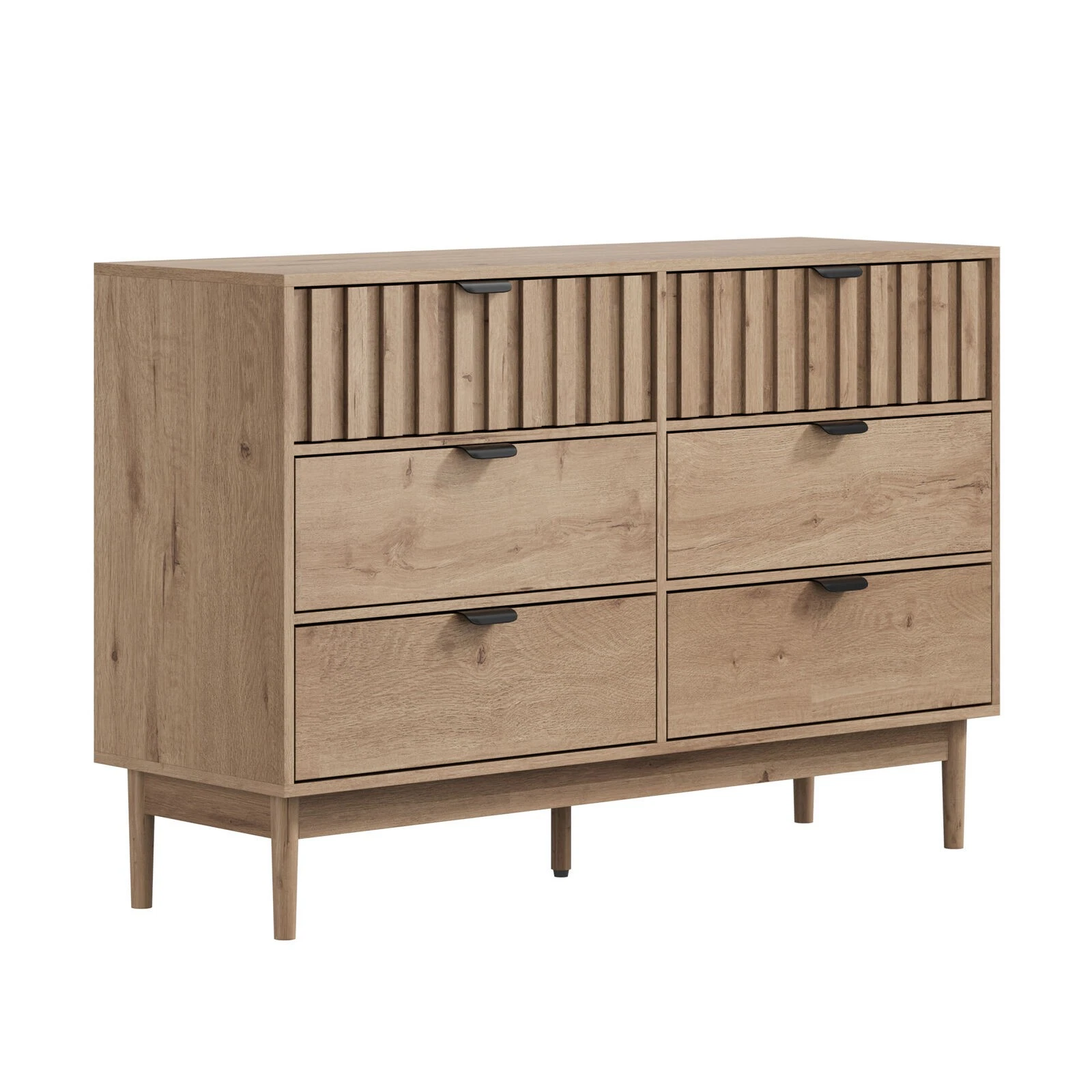 Oikiture 6 Chest of Drawers Organizer Dresser Storage Cabinet Lowboy Natural - Sunyee