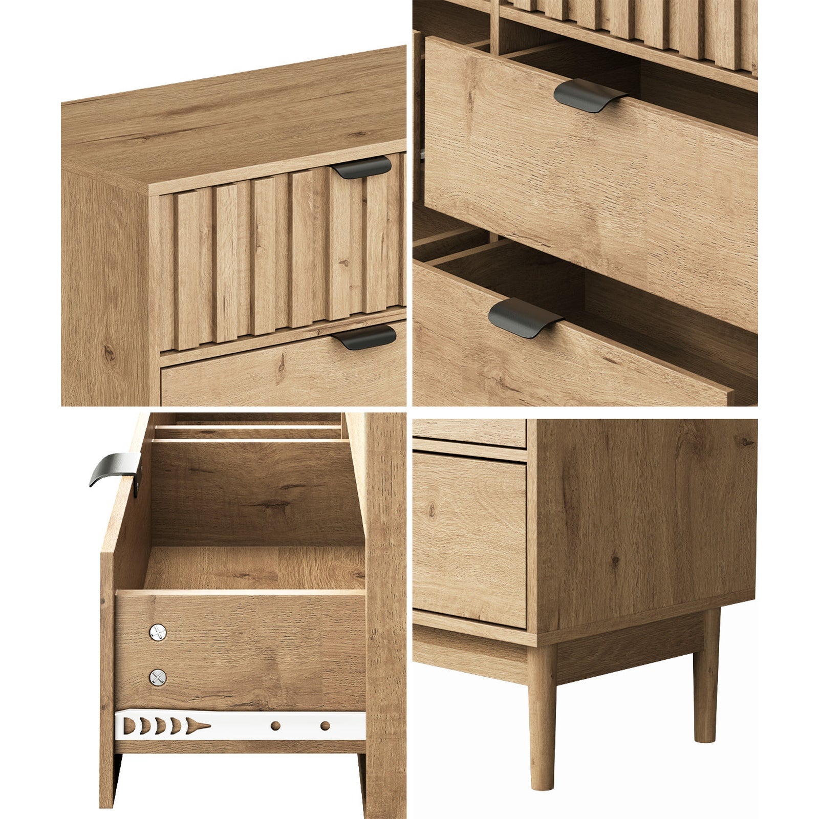 Oikiture 6 Chest of Drawers Organizer Dresser Storage Cabinet Lowboy Natural - Sunyee