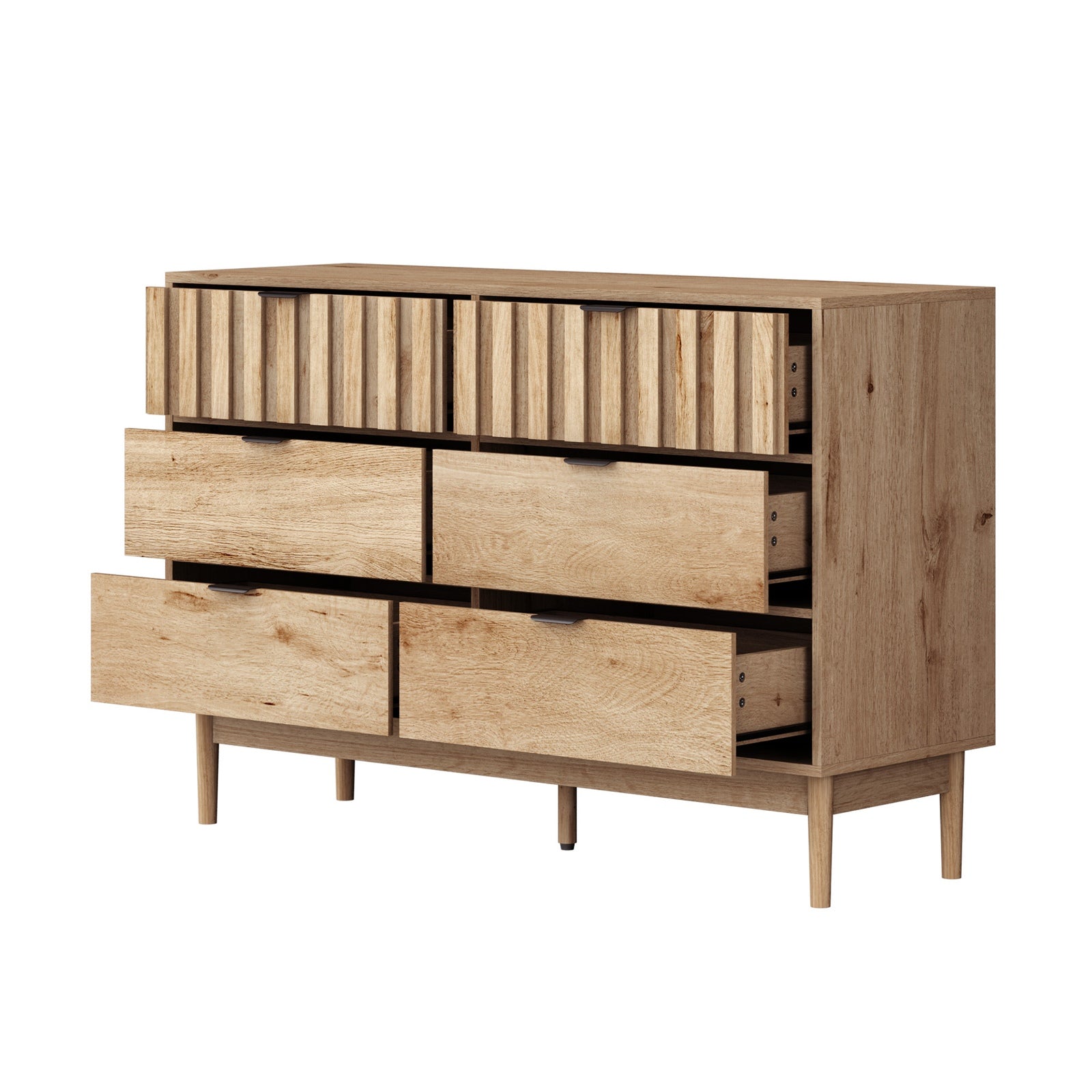 Oikiture 6 Chest of Drawers Organizer Dresser Storage Cabinet Lowboy Natural - Sunyee