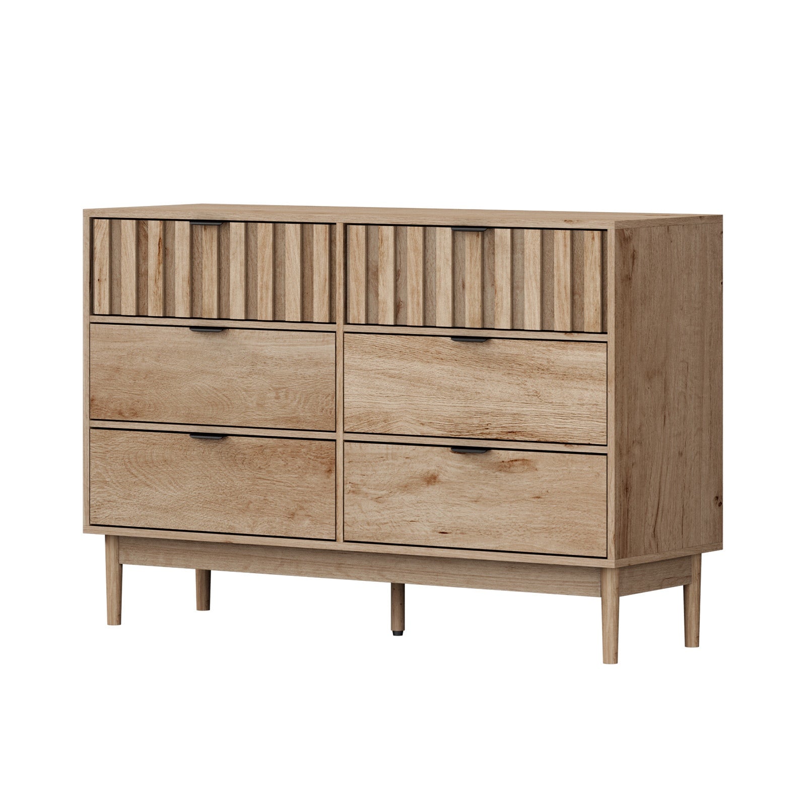 Oikiture 6 Chest of Drawers Organizer Dresser Storage Cabinet Lowboy Natural - Sunyee