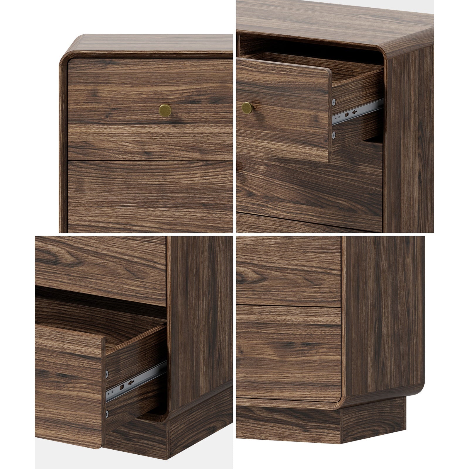 Oikiture 5 Chest Of Drawers Tallboy Storage Dresser Bedroom Living Room Walnut