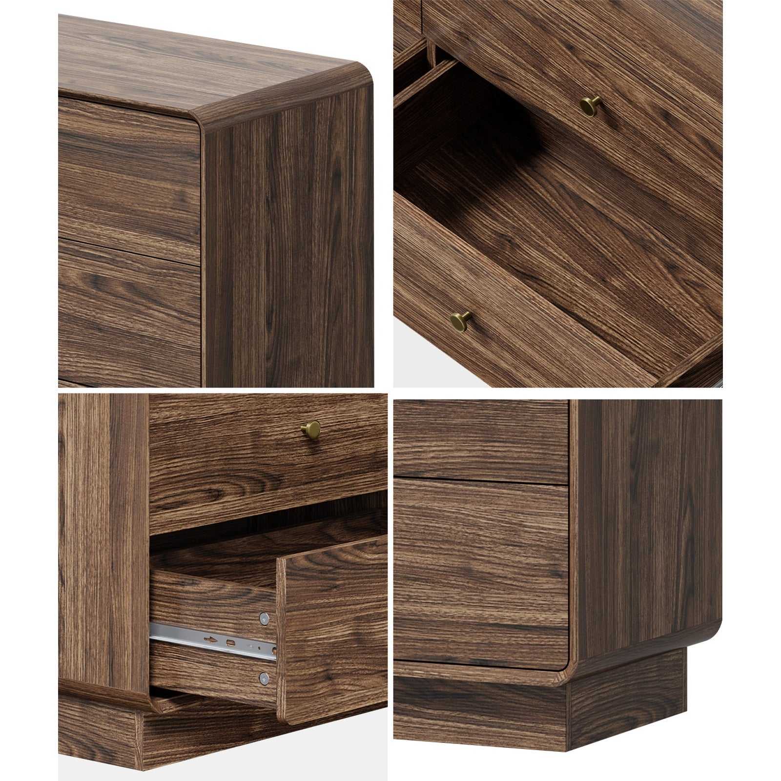 Oikiture 6 Chest Of Drawers Lowboy Storage Dresser Bedroom Living Room Walnut