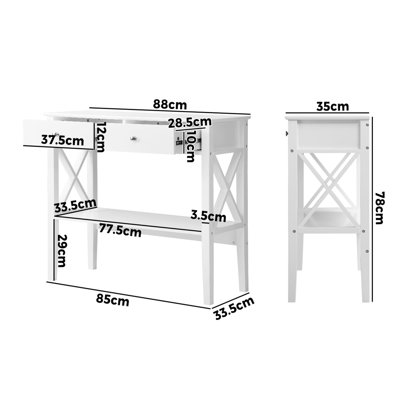 Oikiture Console Table Hall Side Entry 2 Drawers Hallway Display Shelf Desk - Sunyee