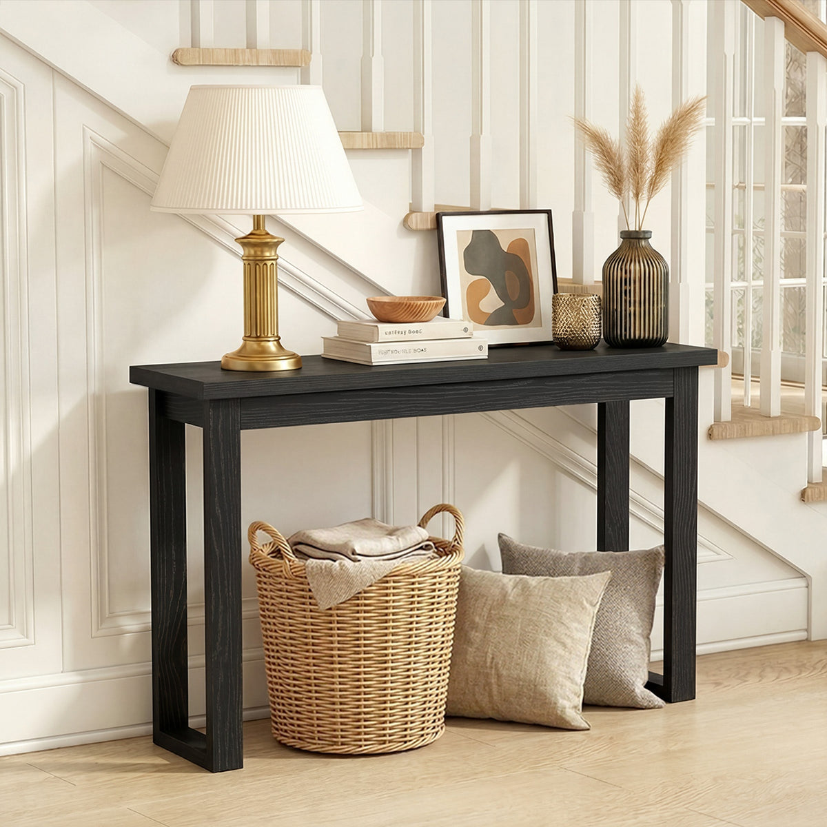 Oikiture Console Table Narrow Hall Entryway Sofa Table Display Shelf