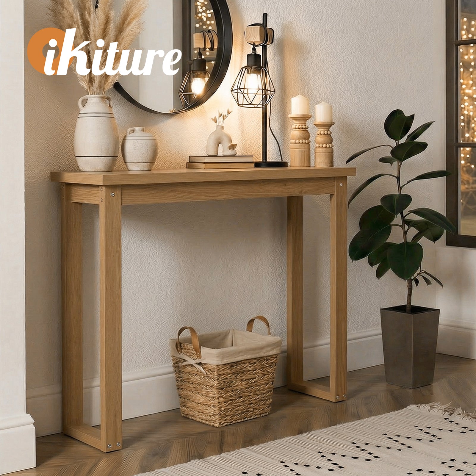 Oikiture Console Table Narrow Hall Entryway Desk Sofa Table Display Shelf - Sunyee