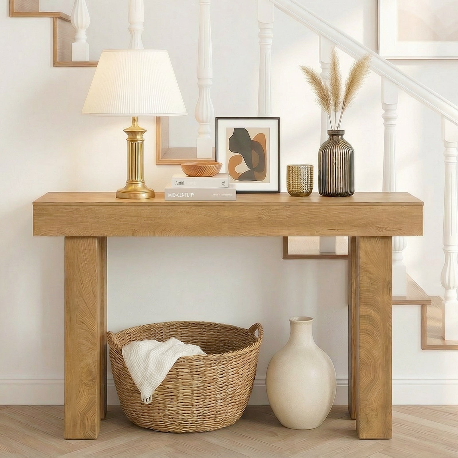 Oikiture Console Table Hallway Narrow Sofa Side Desk Storage Rack Behind - Sunyee