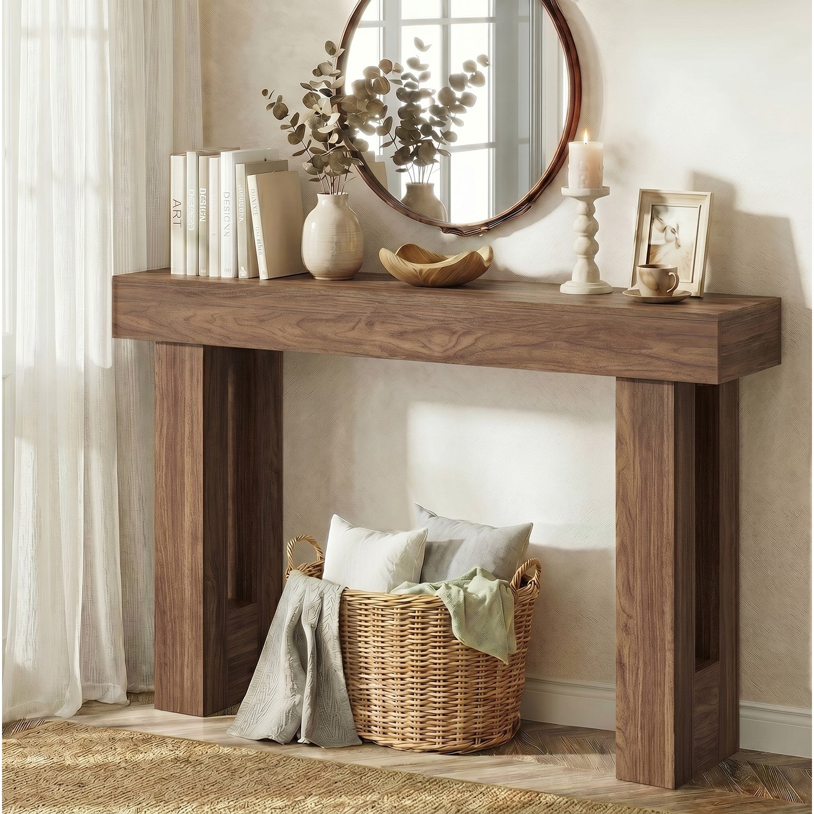 Oikiture Console Table Hallway Narrow Sofa Side Desk Storage Rack