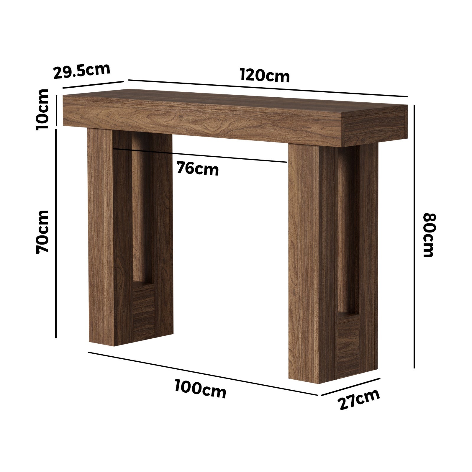 Oikiture Console Table Hallway Narrow Sofa Side Desk Storage Rack Walnut