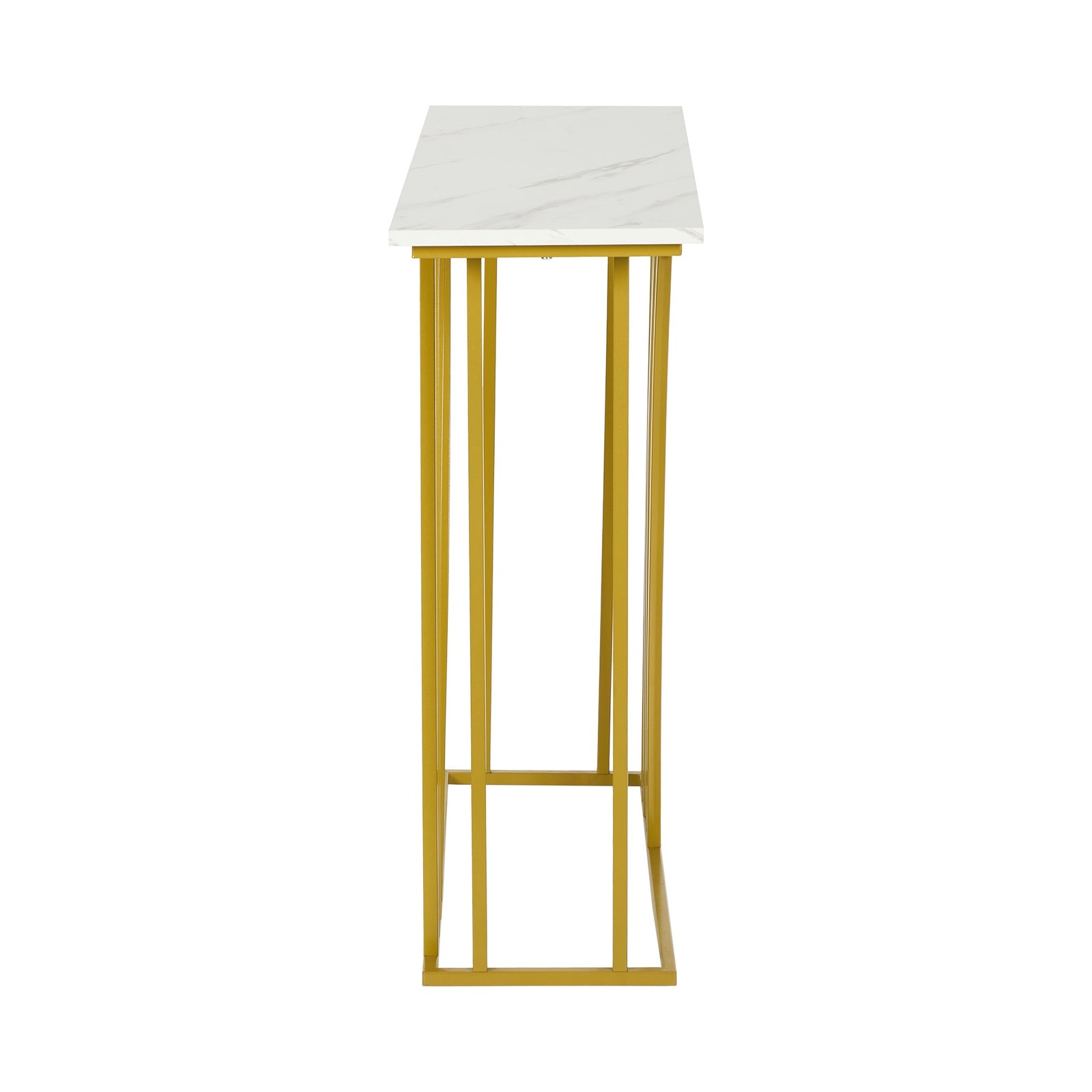 Oikiture Console Table Hallway Marble Effect Tabletop Entry Desk White&Gold - Sunyee