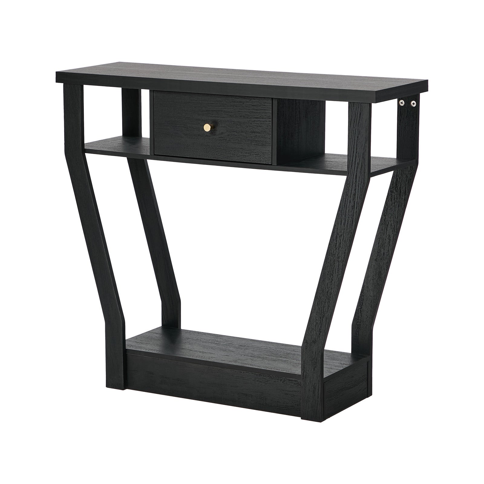Oikiture Console Table 1 Drawer Hallway Entryway Storage Shelf Side Desk Black - Sunyee