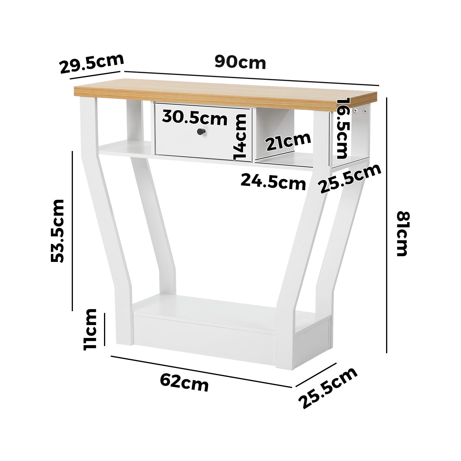 Oikiture Console Table 1 Drawer Hallway Entryway Storage Shelf Side Desk WH&WD - Sunyee