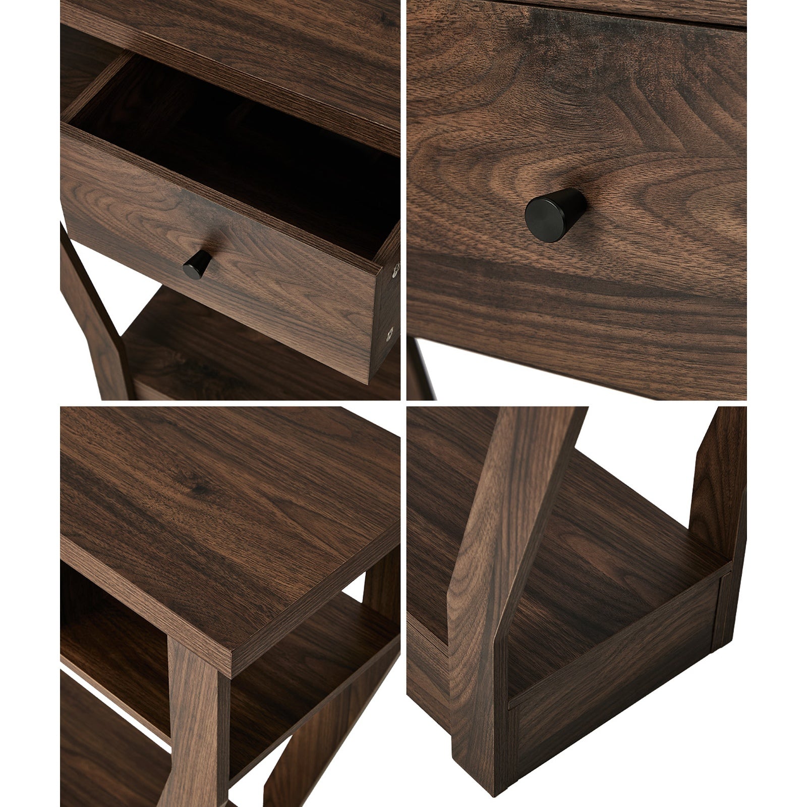 Oikiture Console Table 1 Drawer Hallway Entryway Storage Shelf Side Desk Walnut - Sunyee