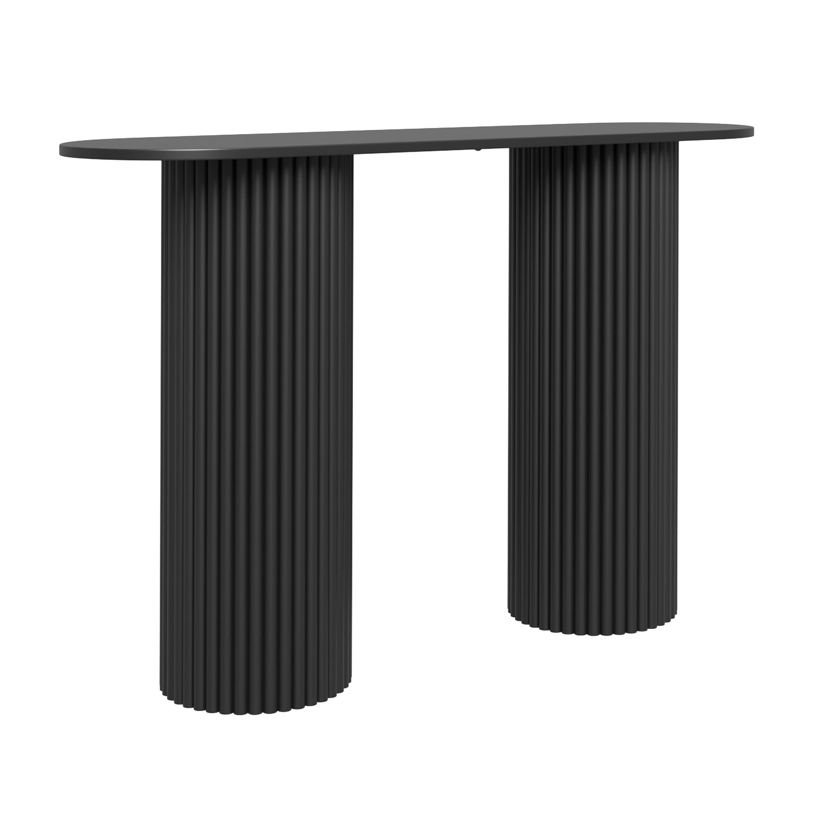 Oikiture Console Table Oval Hallway Desk Modern Entryway Table Black