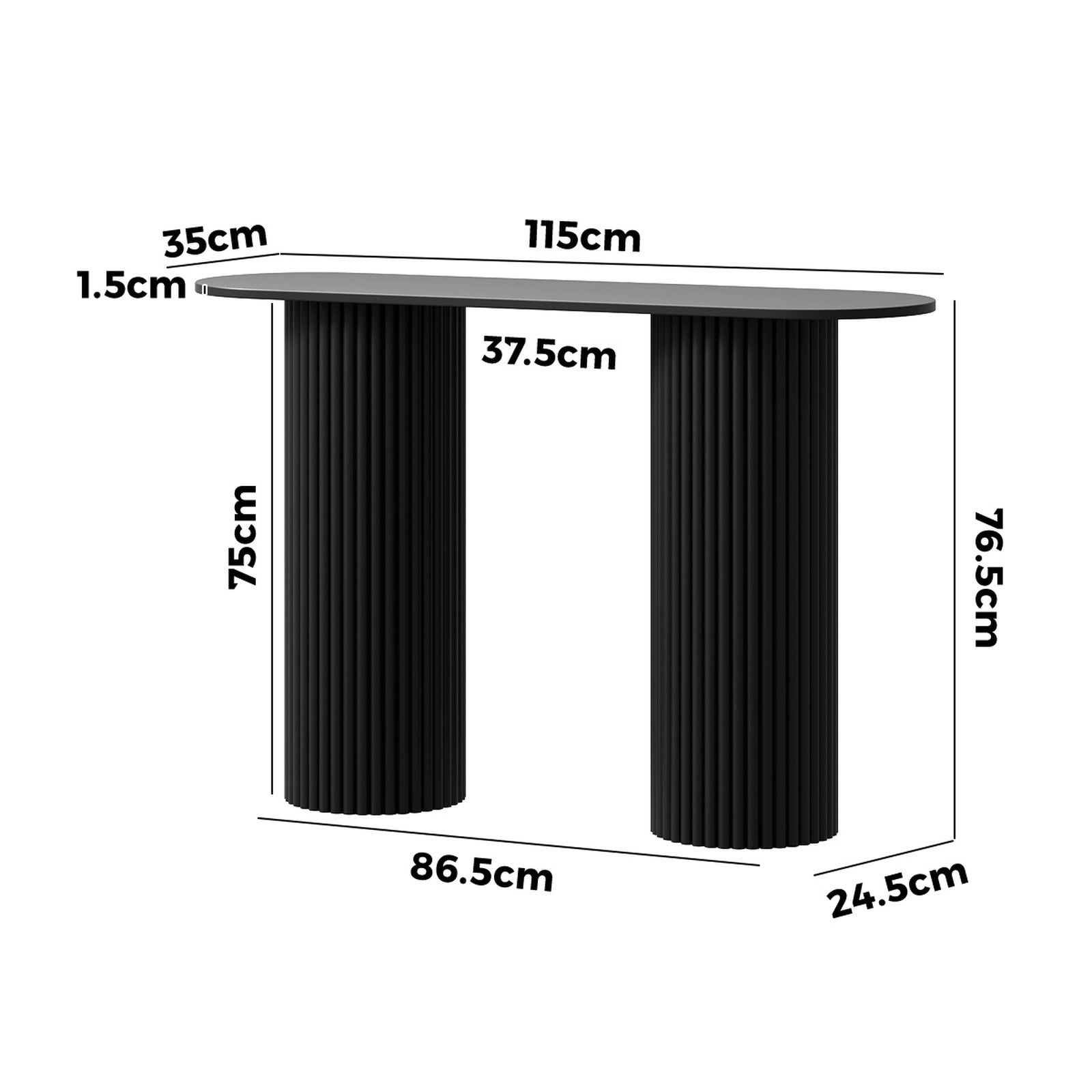 Oikiture Console Table Oval Hallway Desk Modern Entryway Table Black