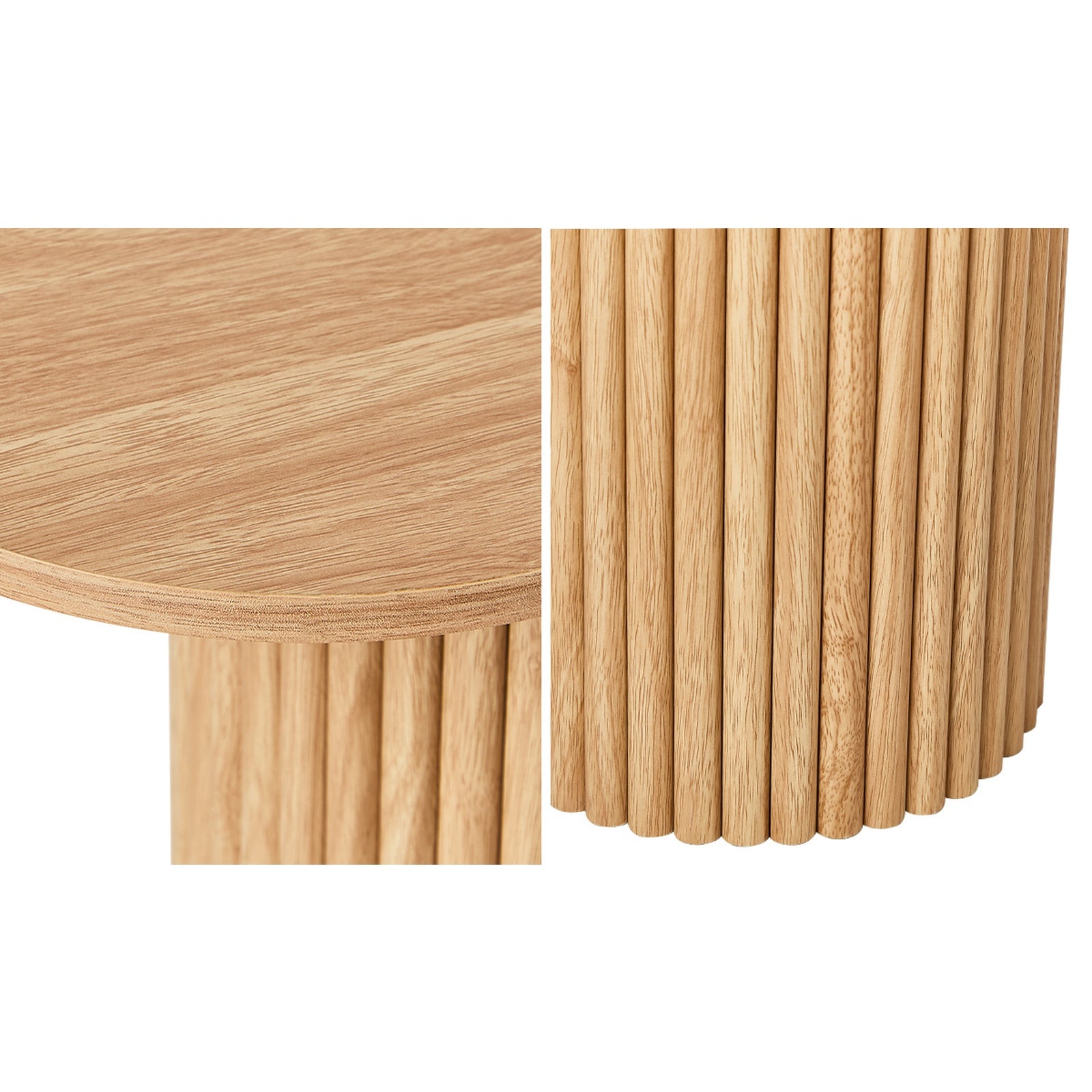Oikiture Console Table Oval Hallway Desk Modern Entryway Table Natural
