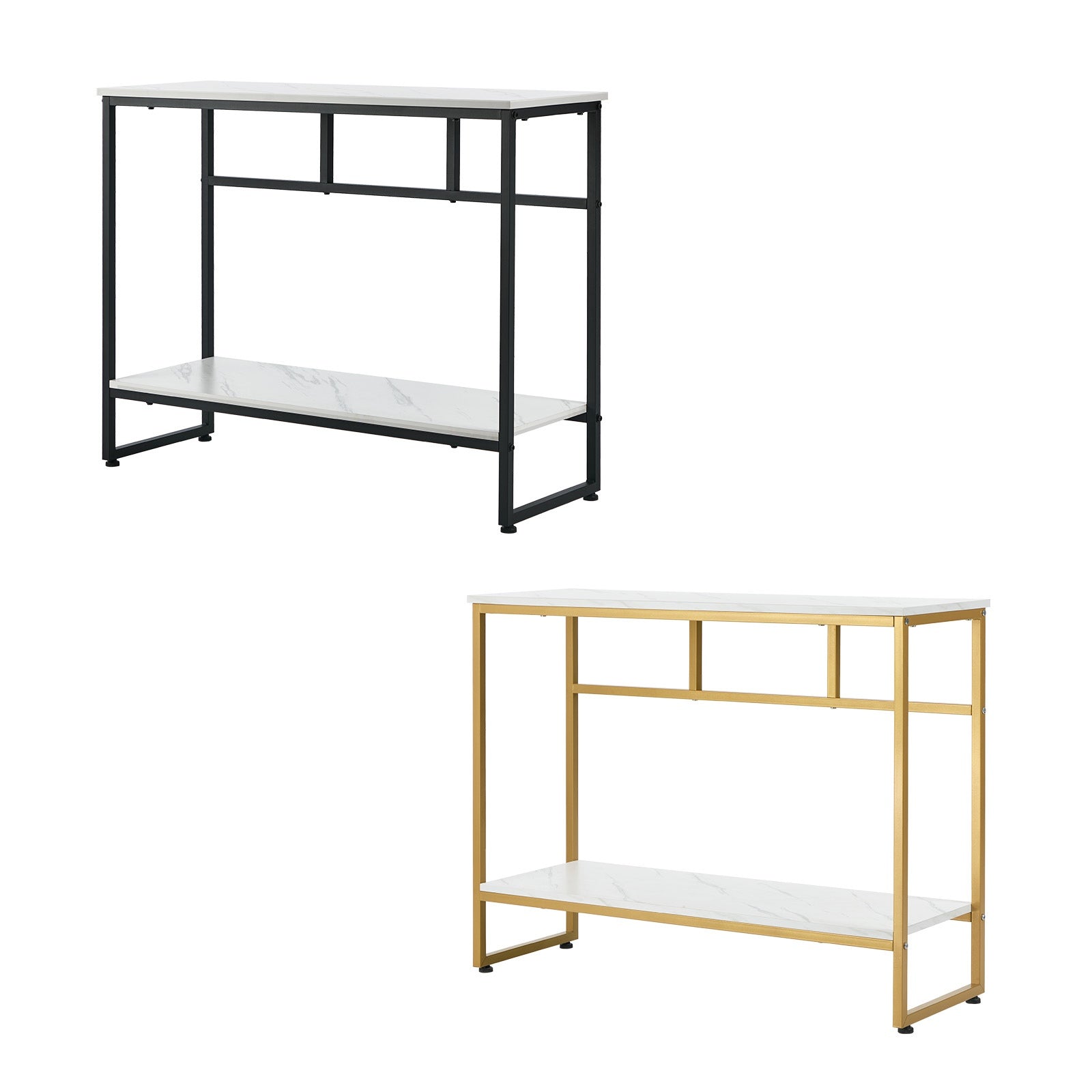 Oikiture Console Table Hallway Marble Effect Metal Entry Table Display - Sunyee