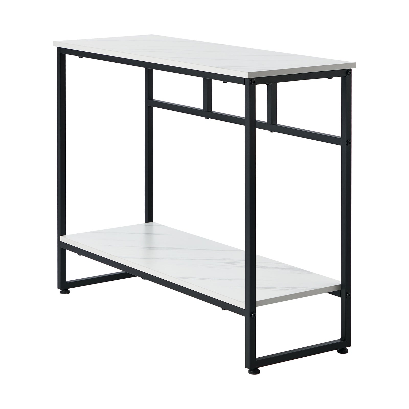 Oikiture Console Table Hallway Marble Effect Metal Entry Table Display WH&BK - Sunyee