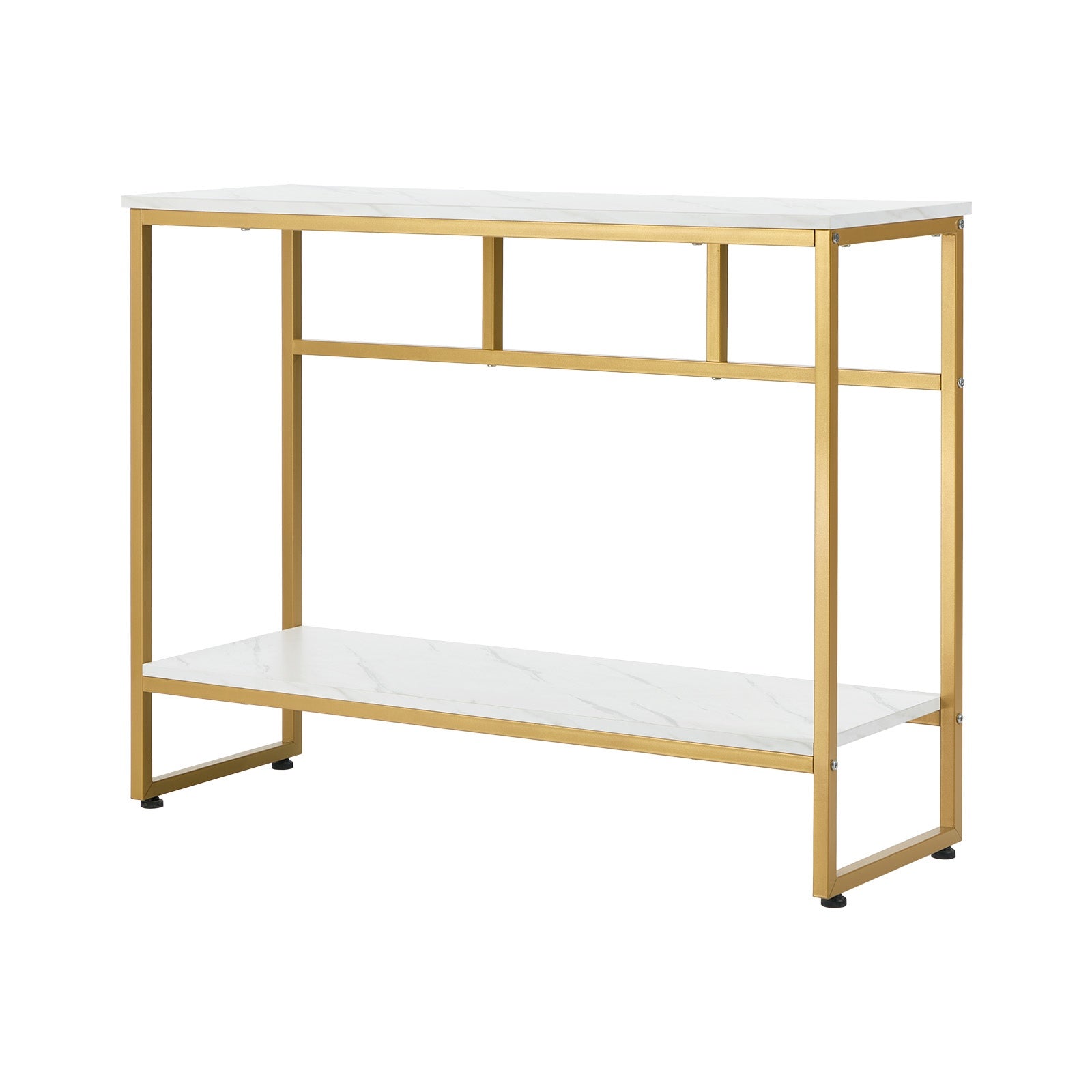 Oikiture Console Table Hallway Marble Effect Metal Entry Table Display - Sunyee