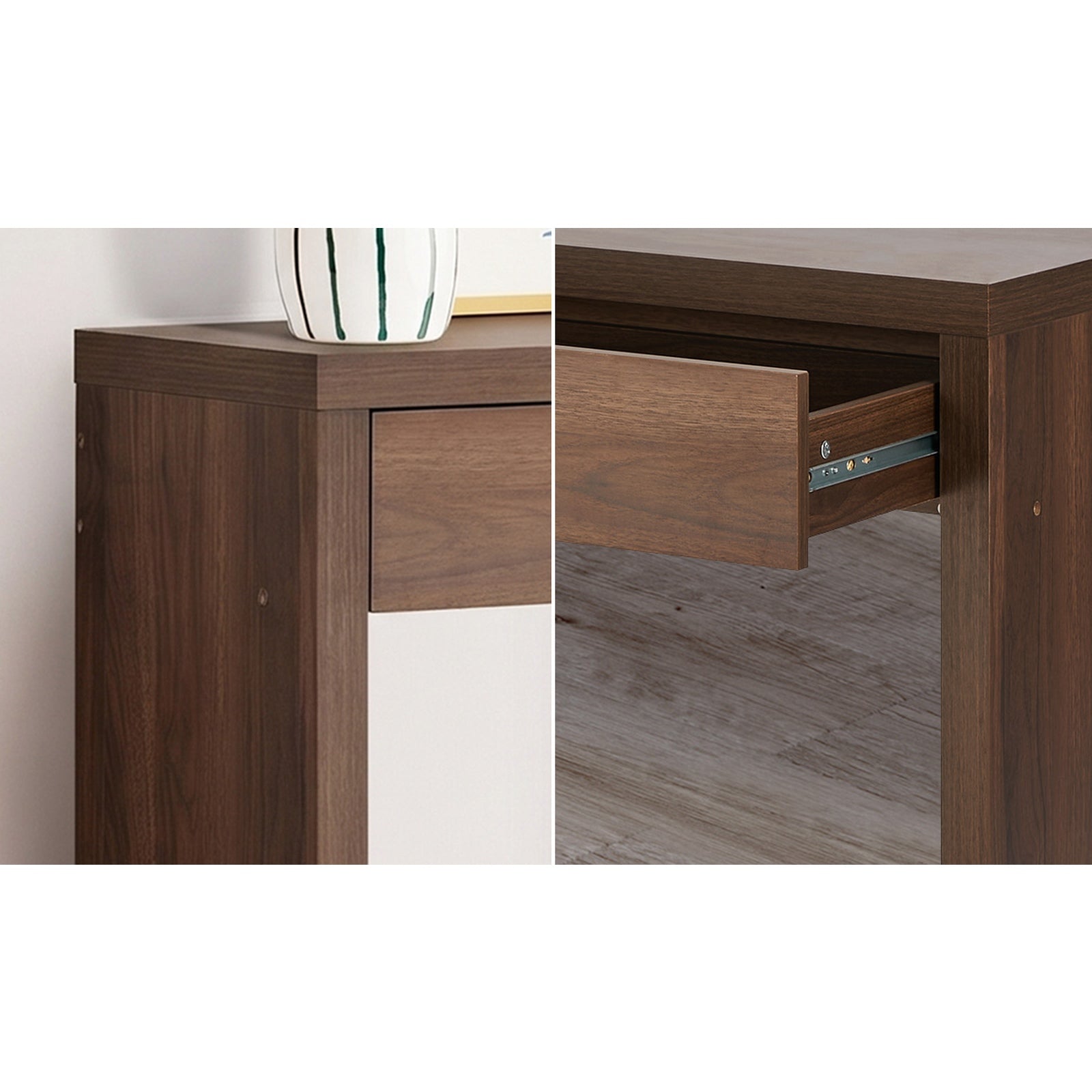 Oikiture Console Table Wood Sofa Table Hall Side Entry with Drawer Walnut