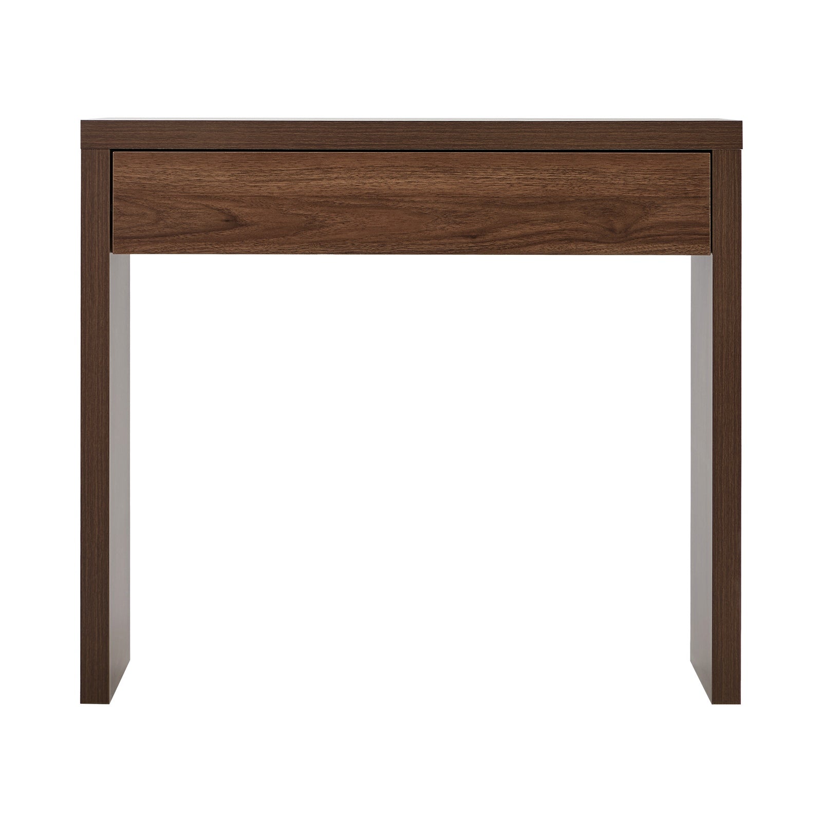 Oikiture Console Table Wood Sofa Table Hall Side Entry with Drawer Walnut