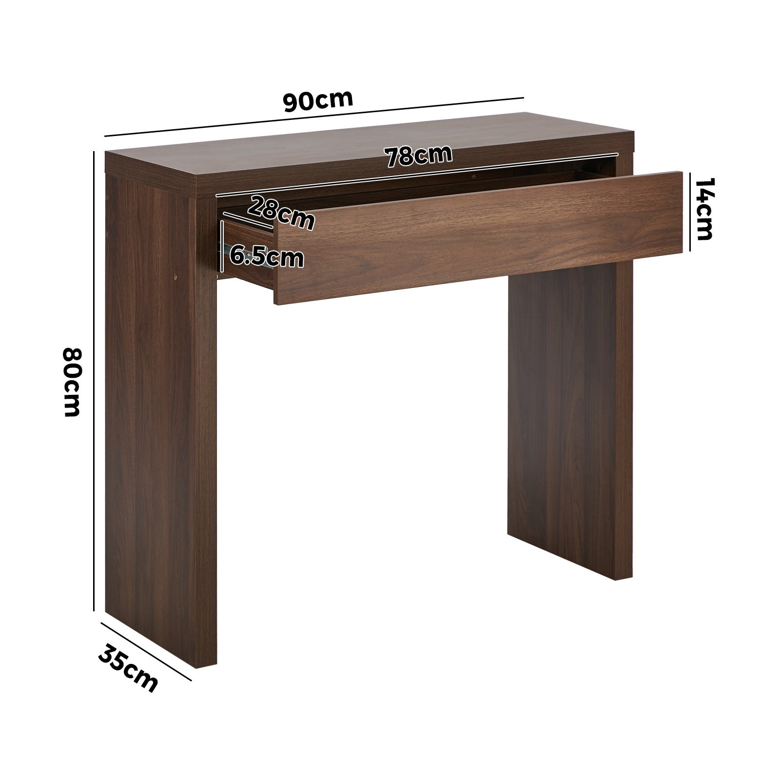 Oikiture Console Table Wood Sofa Table Hall Side Entry with Drawer Walnut