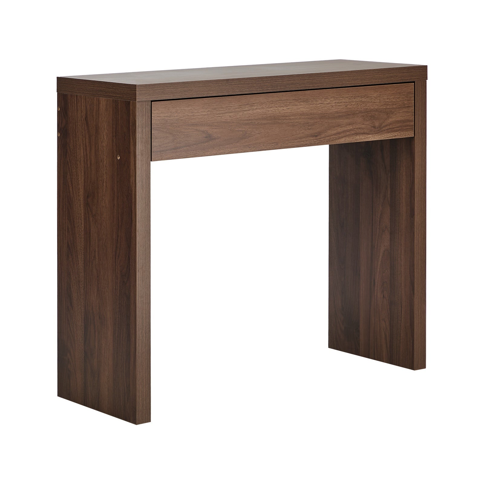 Oikiture Console Table Wood Sofa Table Hall Side Entry with Drawer Walnut