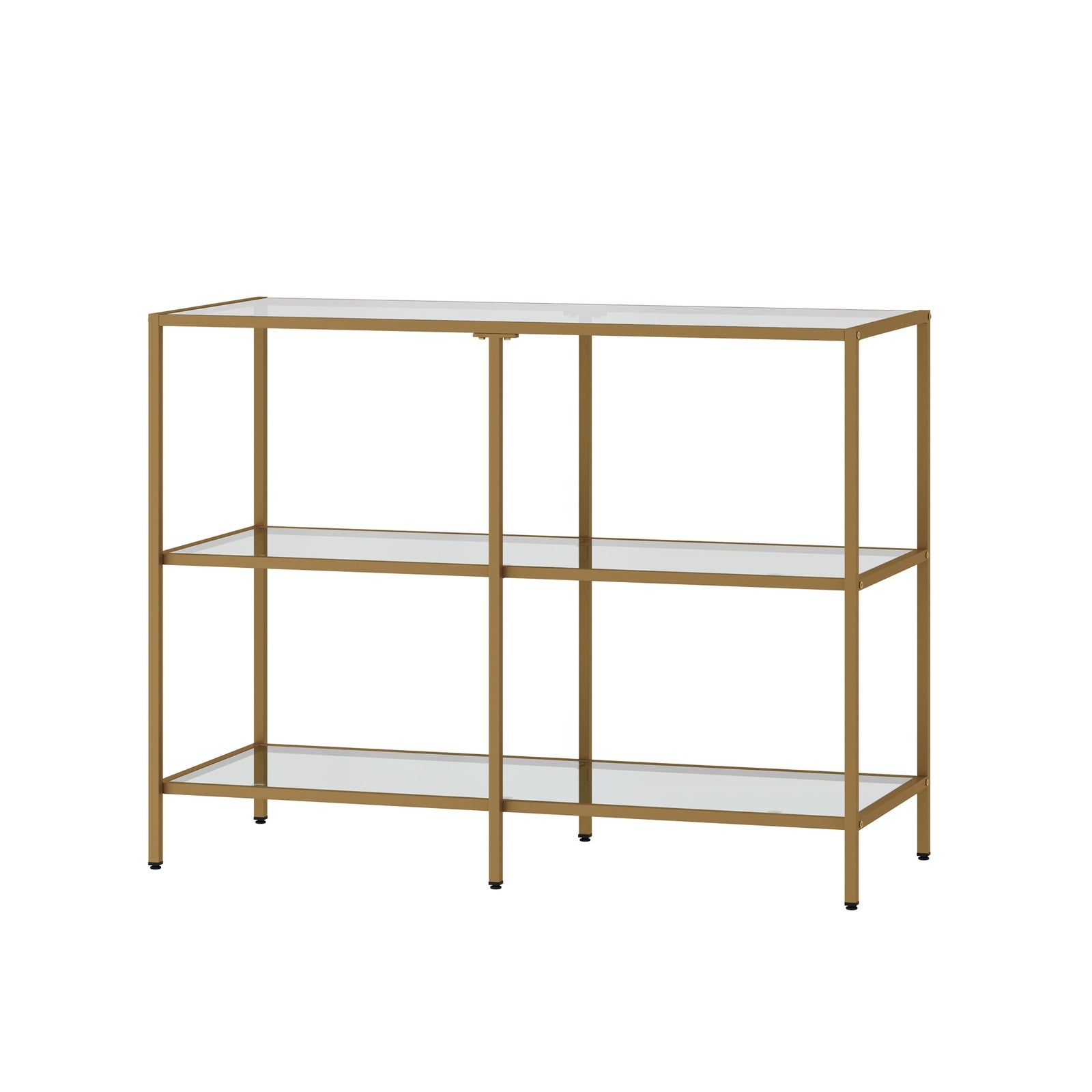 Oikiture Console Table Tempered Glass Sofa Table Hall Side Entry 3 Shelves Gold - Sunyee