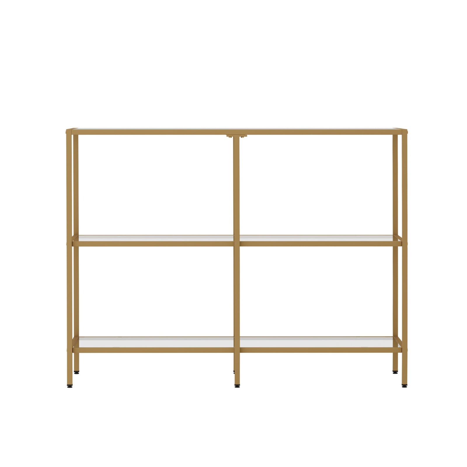 Oikiture Console Table Tempered Glass Sofa Table Hall Side Entry 3 Shelves Gold - Sunyee