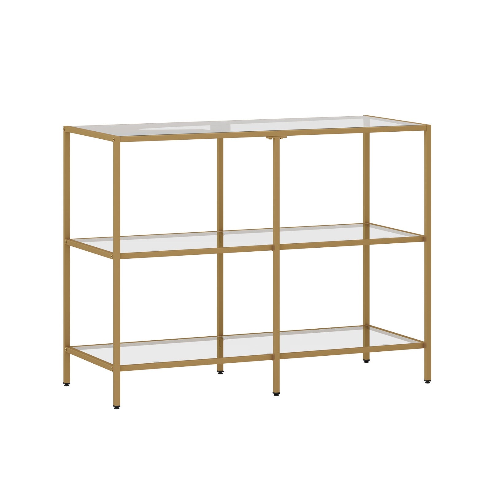 Oikiture Console Table Tempered Glass Sofa Table Hall Side Entry 3 Shelves Gold - Sunyee