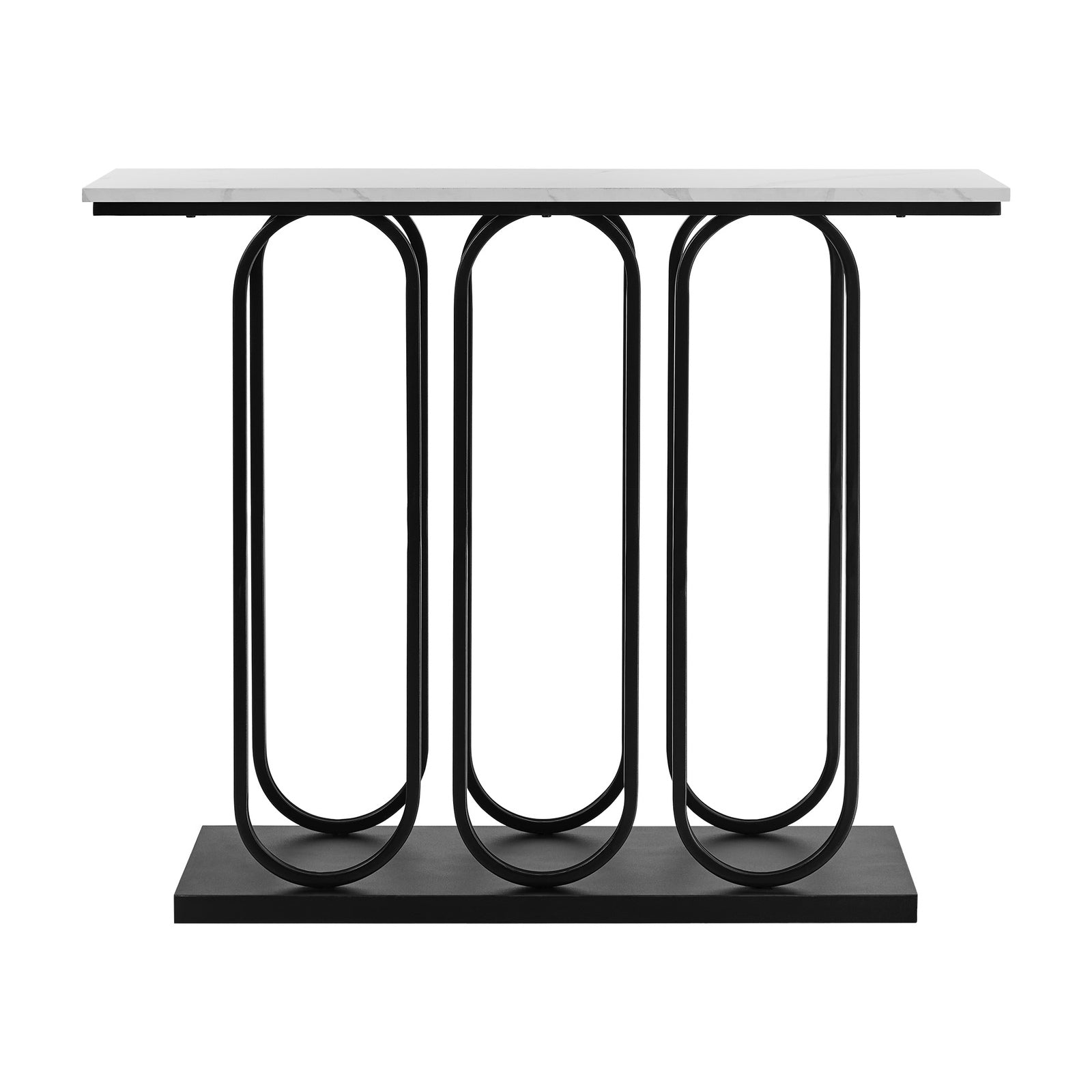 Oikiture Console Table Faux Marble Effect Entry Table Hallway Display Black - Sunyee