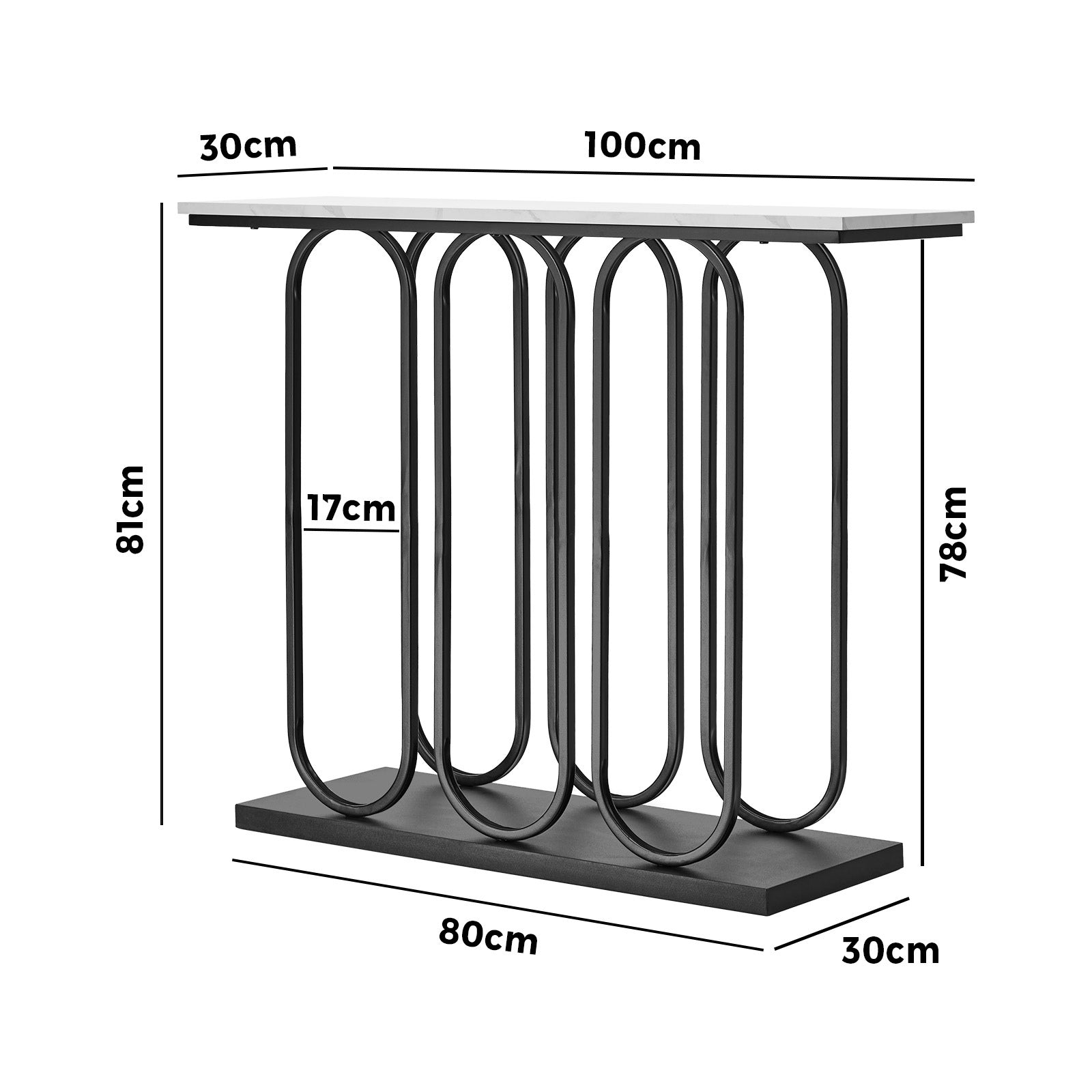 Oikiture Console Table Faux Marble Effect Entry Table Hallway Display Black - Sunyee