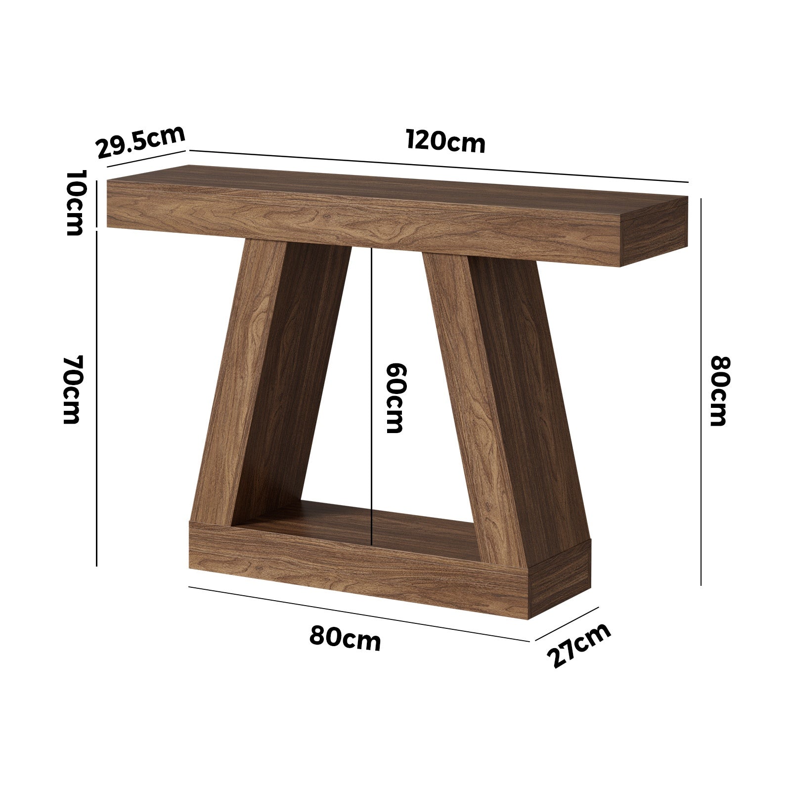 Oikiture Console Table Hallway Narrow Sofa Table Entryway Display Shelf Walnut