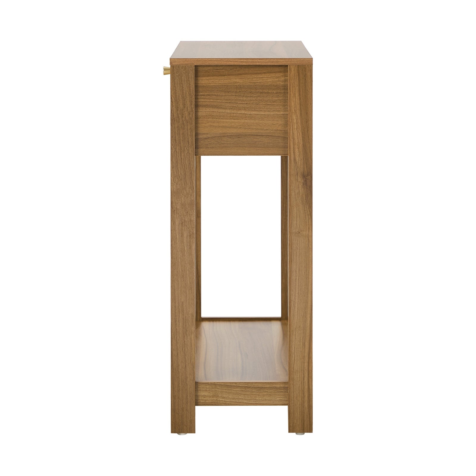 Oikiture Console Table 2 Drawer Hallway Display Shelf Entryway Storage Oak